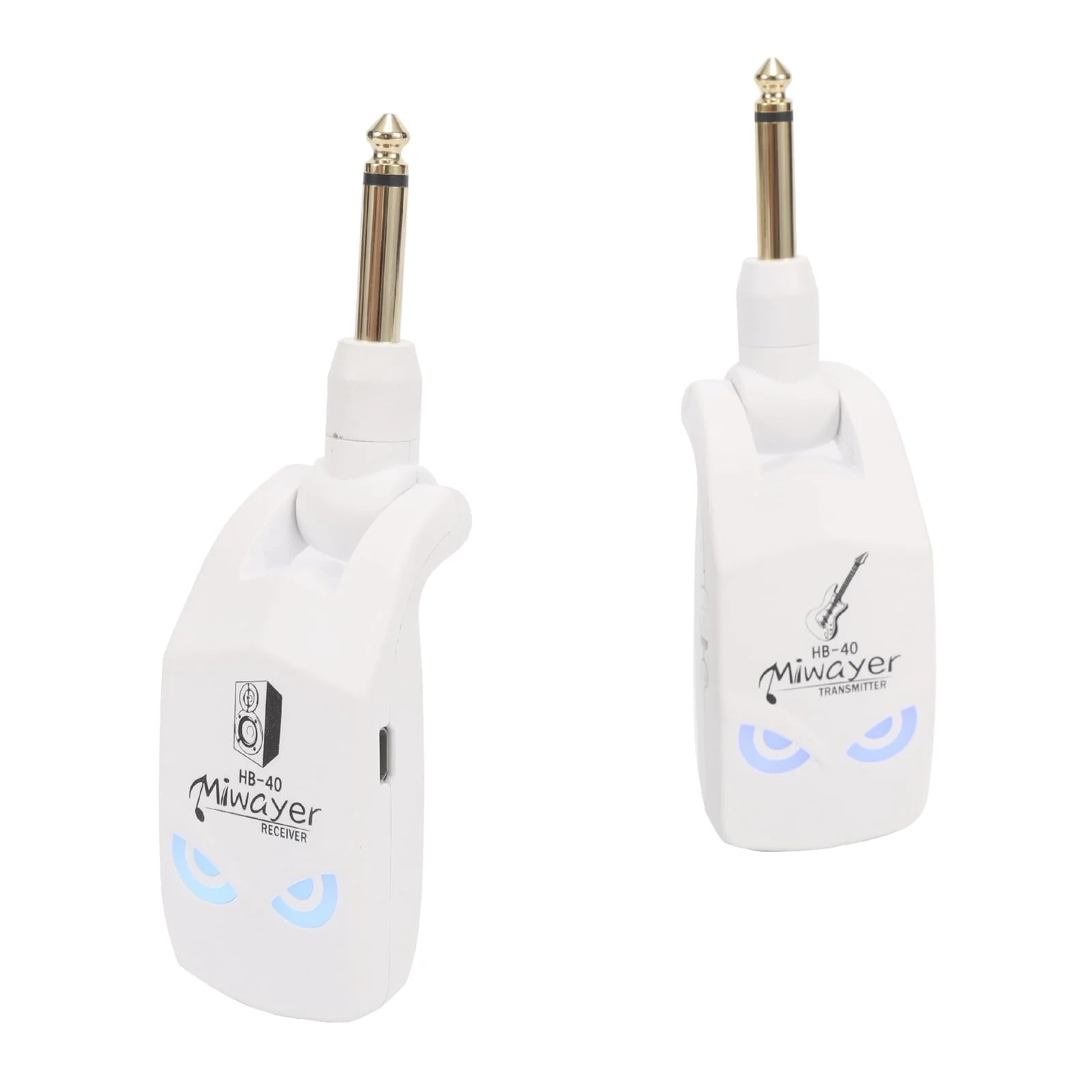Miwayer 2.4GHz Wireless Guitar System Rechargeable Lithium Battery Audio Wireless Guitar Transmitter Receiver For Electric Guitar Bass Violin Keyboard Instruments (HB-40 White) HB-40 White