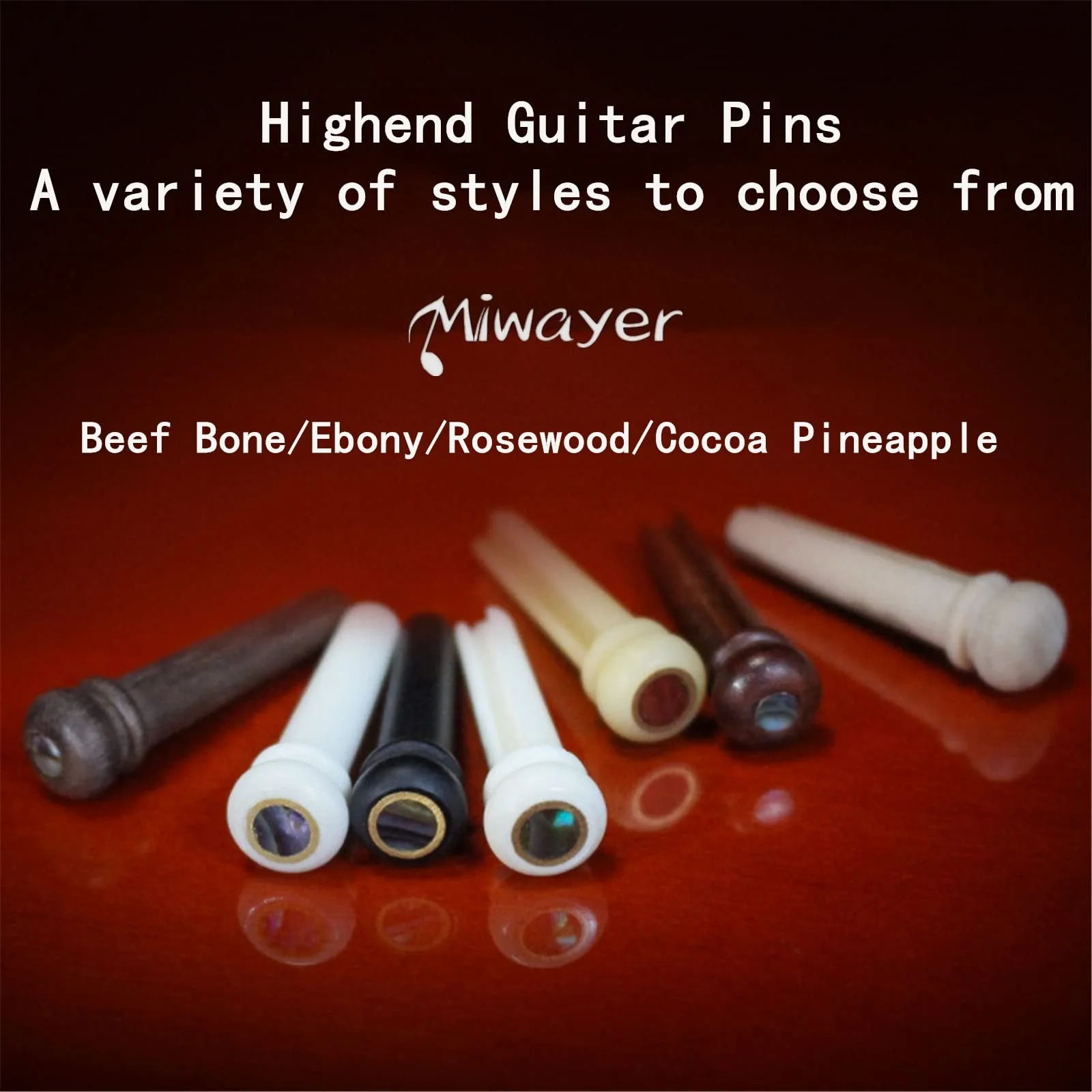 Miwayer Cocobolo Wood Guitar Bridge Pins Replacement Parts Brown for 6 & 12 String Acoustic Guitar (Small Abalone Dot) Small Abalone Dot - Image 9