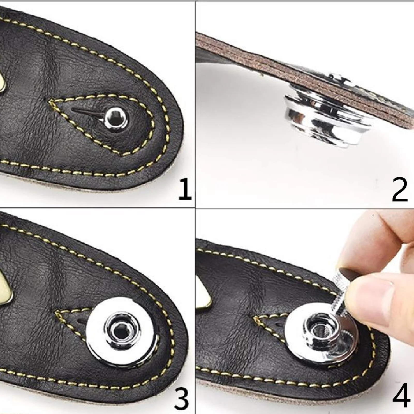 Miwayer Guitar Strap Locks Flat Round Head Heavy Duty Metal Button Security Straplock, Dual Design Strap Retainer System 2PCS with 2 Rubber Block for Electric Acoustic Guitar,ukulele 1 Pair Black - Image 5