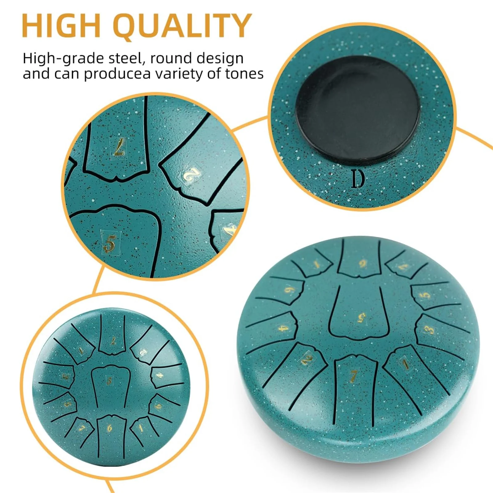 Miwayer Rain Chime Drum for Garden, 6 Inch 11 Notes, Steel Tongue Drum, Chakra Drum for Music Education, Camping, Entertainment, Meditation, Yoga (Navy Blue, 6 Inch 11 Notes) Navy Blue - Image 4