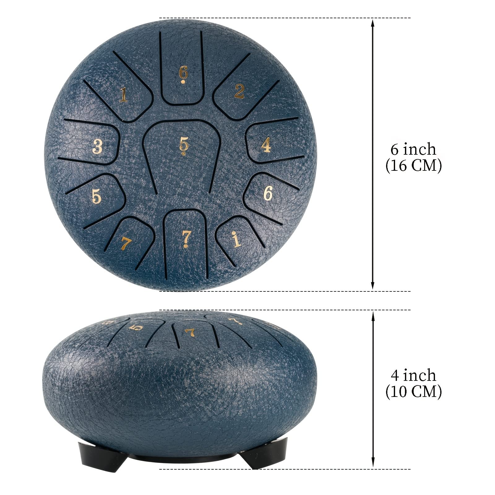 Miwayer Steel Tongue Drum, 6 Inch 11 Notes, Rain Chime Drum for Garden, Chakra Drum for Music Education, Camping, Entertainment, Meditation, Yoga (Golden, 6 Inch 11 Notes) Golden - Image 3