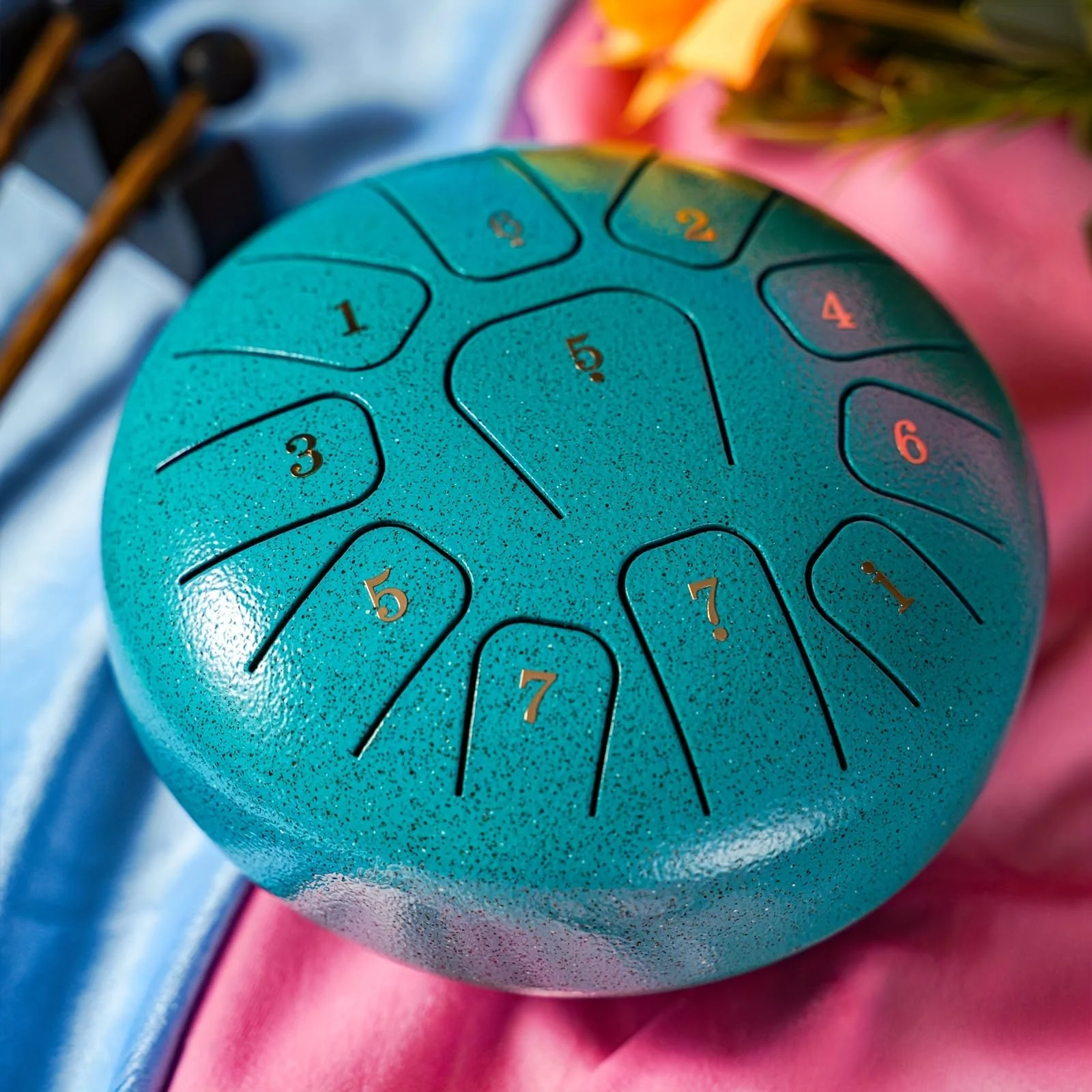 Miwayer Steel Tongue Drum, 6 Inch 11 Notes, Rain Chime Drum for Garden, Chakra Drum for Music Education, Camping, Entertainment, Meditation, Yoga (Golden, 6 Inch 11 Notes) Golden - Image 4