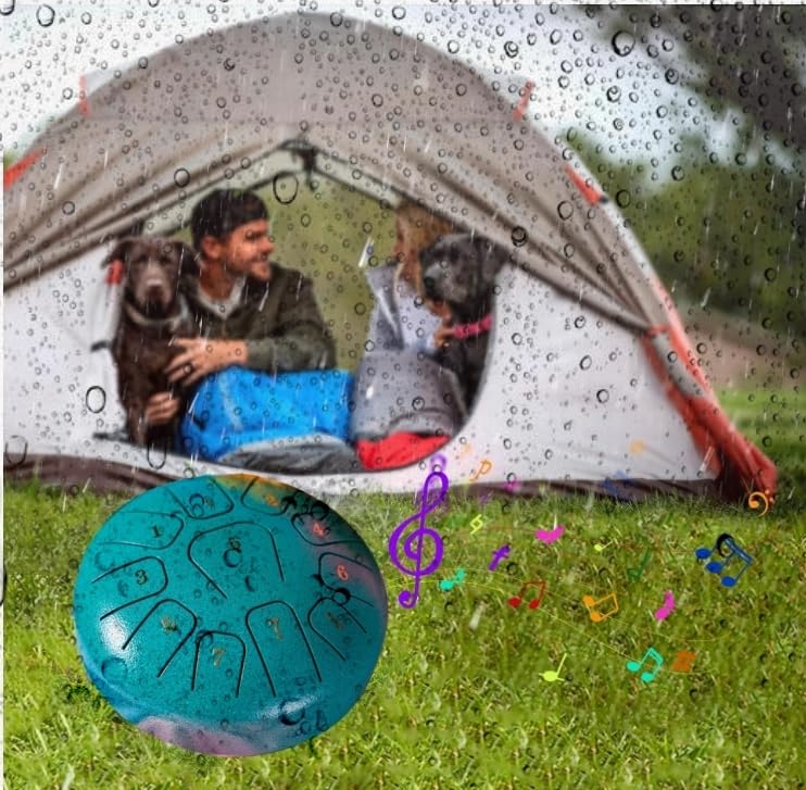 Miwayer Steel Tongue Drum, 6 Inch 11 Notes, Rain Chime Drum for Garden, Chakra Drum for Music Education, Camping, Entertainment, Meditation, Yoga (Golden, 6 Inch 11 Notes) Golden - Image 6