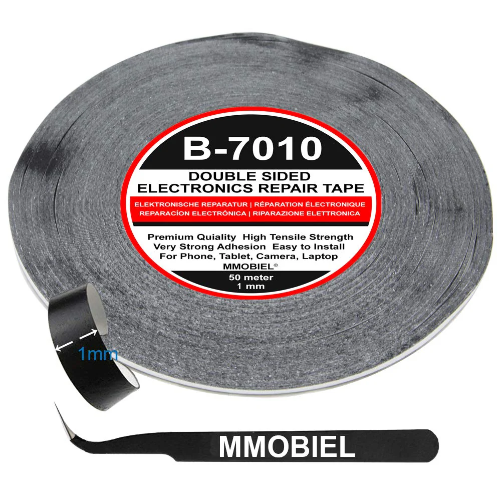 MMOBIEL 1 mm Double Sided Layer Strong Adhesive Tape 50 m Long Roll (Black) for Smartphone Tablet Repair Black - Image 2