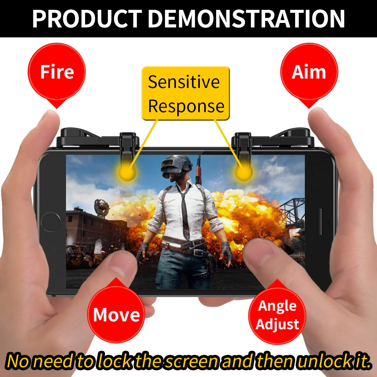 Mobile Game Trigger, Mobile Gaming Controller Compatible with PUBGG/Fortnitee/Call of Duty Mobile, Z108 Aim & Fire Triggers for iPhone and Android Phone, 2 Pair with 2 pcs Finger Sleeves Red 2 Pair with 2 pcs Red Finger Sleeves - Image 4