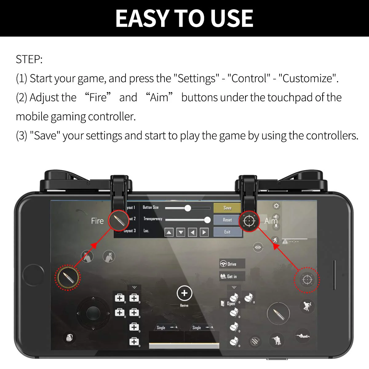 Mobile Game Trigger, Mobile Gaming Controller Compatible with PUBGG/Fortnitee/Call of Duty Mobile, Z108 Aim & Fire Triggers for iPhone and Android Phone, 2 Pair with 2 pcs Finger Sleeves Red 2 Pair with 2 pcs Red Finger Sleeves - Image 6