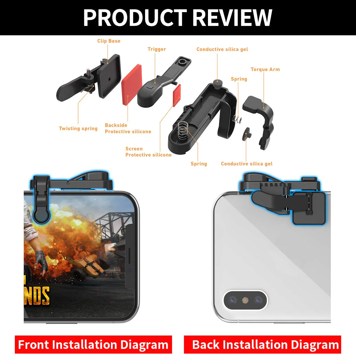 Mobile Game Trigger, Mobile Gaming Controller Compatible with PUBGG/Fortnitee/Call of Duty Mobile, Z108 Aim & Fire Triggers for iPhone and Android Phone, 2 Pair with 2 pcs Finger Sleeves Red 2 Pair with 2 pcs Red Finger Sleeves - Image 7