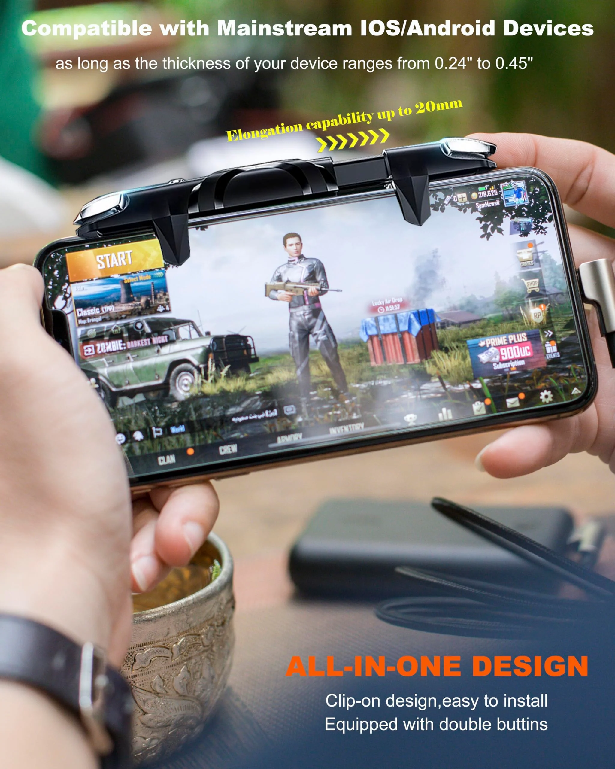 Mobile Phone Controller for Android & iPhone, Game Controller Compatible with PUBG Mobile/Knives Out/Call of Duty Mobile, Phone Triggers for Gaming with Sensitive Shoot and Aim - Image 3