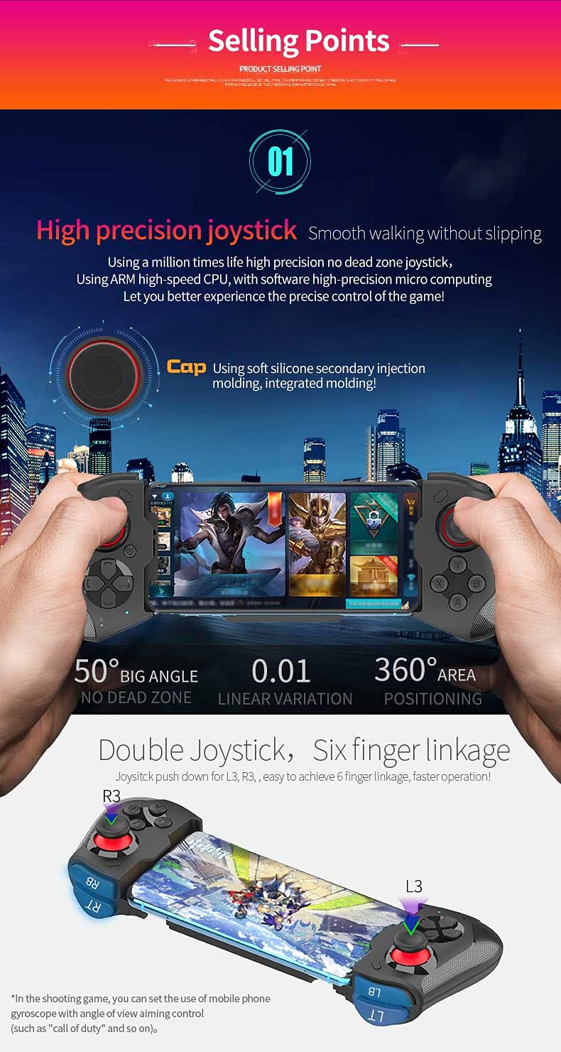 Mobile Wireless game Controller for iPhone 14/14Plus/13 /13Pro /12/12 Pro/11/ 11pro Max Samsung Galaxy 22/22/21/20 One Plus, TCL LG, Tablet,Android smartphone PC (Only the game in MFI)(BLACK) BLACK - Image 5
