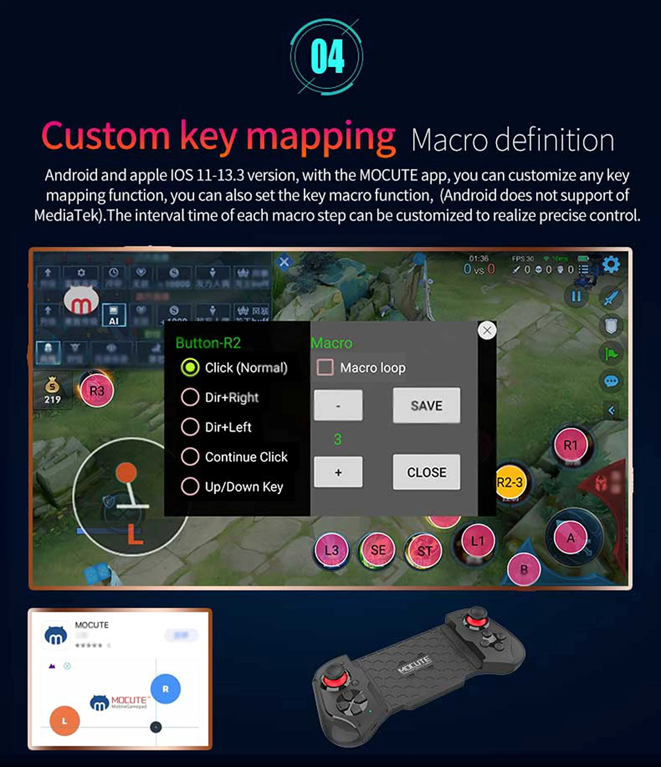 Mobile Wireless game Controller for iPhone 14/14Plus/13 /13Pro /12/12 Pro/11/ 11pro Max Samsung Galaxy 22/22/21/20 One Plus, TCL LG, Tablet,Android smartphone PC (Only the game in MFI)(BLACK) BLACK - Image 8