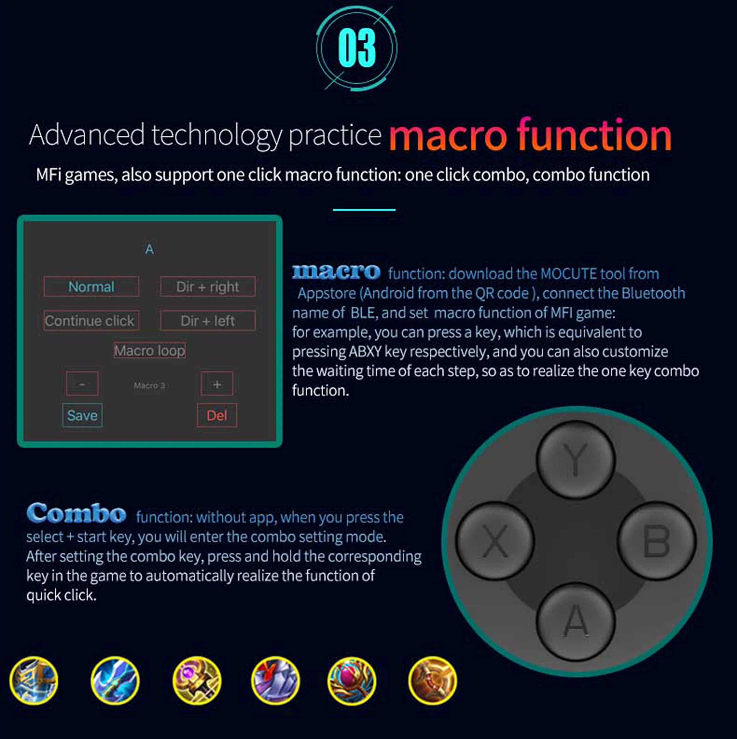 Mobile Wireless game Controller for iPhone 14/14Plus/13 /13Pro /12/12 Pro/11/ 11pro Max Samsung Galaxy 22/22/21/20 One Plus, TCL LG, Tablet,Android smartphone PC (Only the game in MFI)(BLACK) BLACK - Image 9