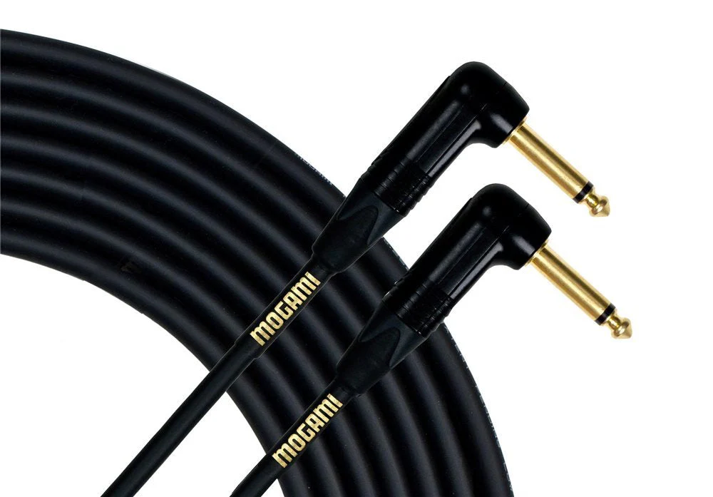 Mogami GOLD INSTRUMENT-1.5RR Pedal/Effects Cable, Gold 1/4" TS Right Angle Plugs, 18” 1.5 Foot (18 Inch)