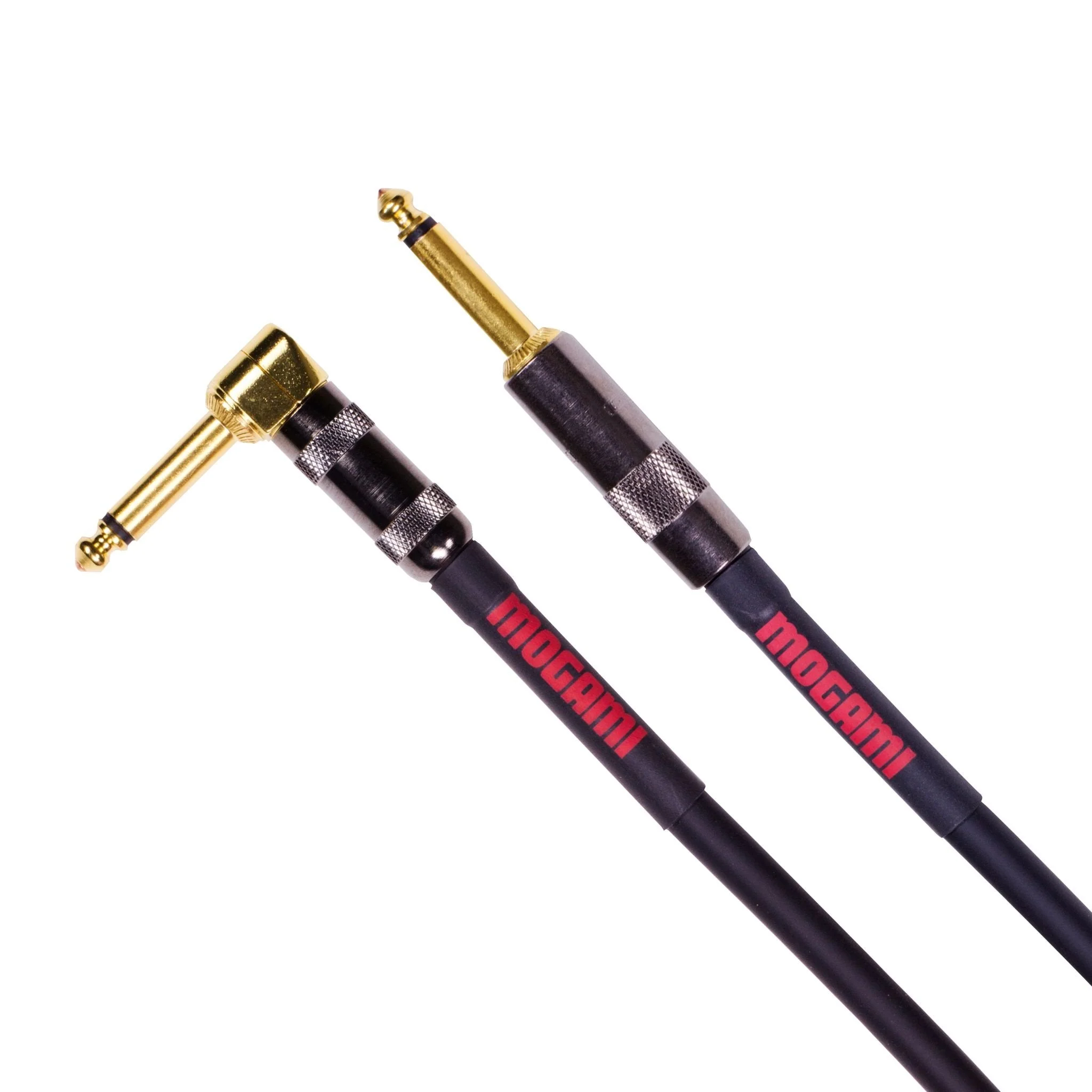 Mogami OD GTR-03R Overdrive Guitar Instrument Cable, 1/4" TS Male Plugs, Gold Contacts, Right Angle and Straight Connectors, 3 Foot