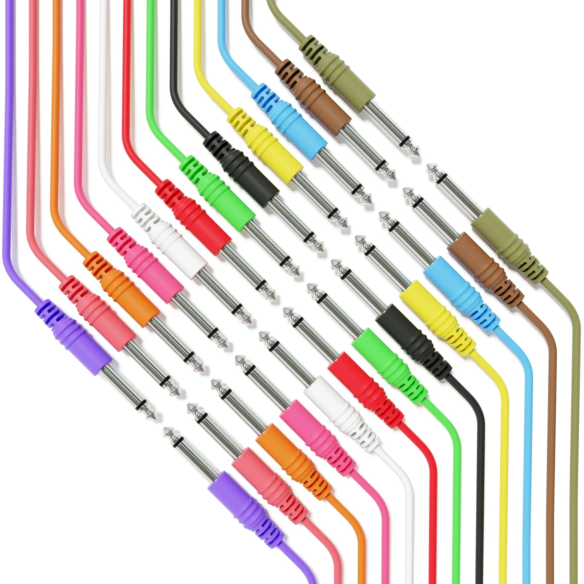 Mono Instrument Guitar Cable - Patch Lead TS 6.35mm 1/4" - Eurorack Synth Synthesizer [12-Pack | 150 cm - 59.06"] 150 cm - 59.06" 12-Pack