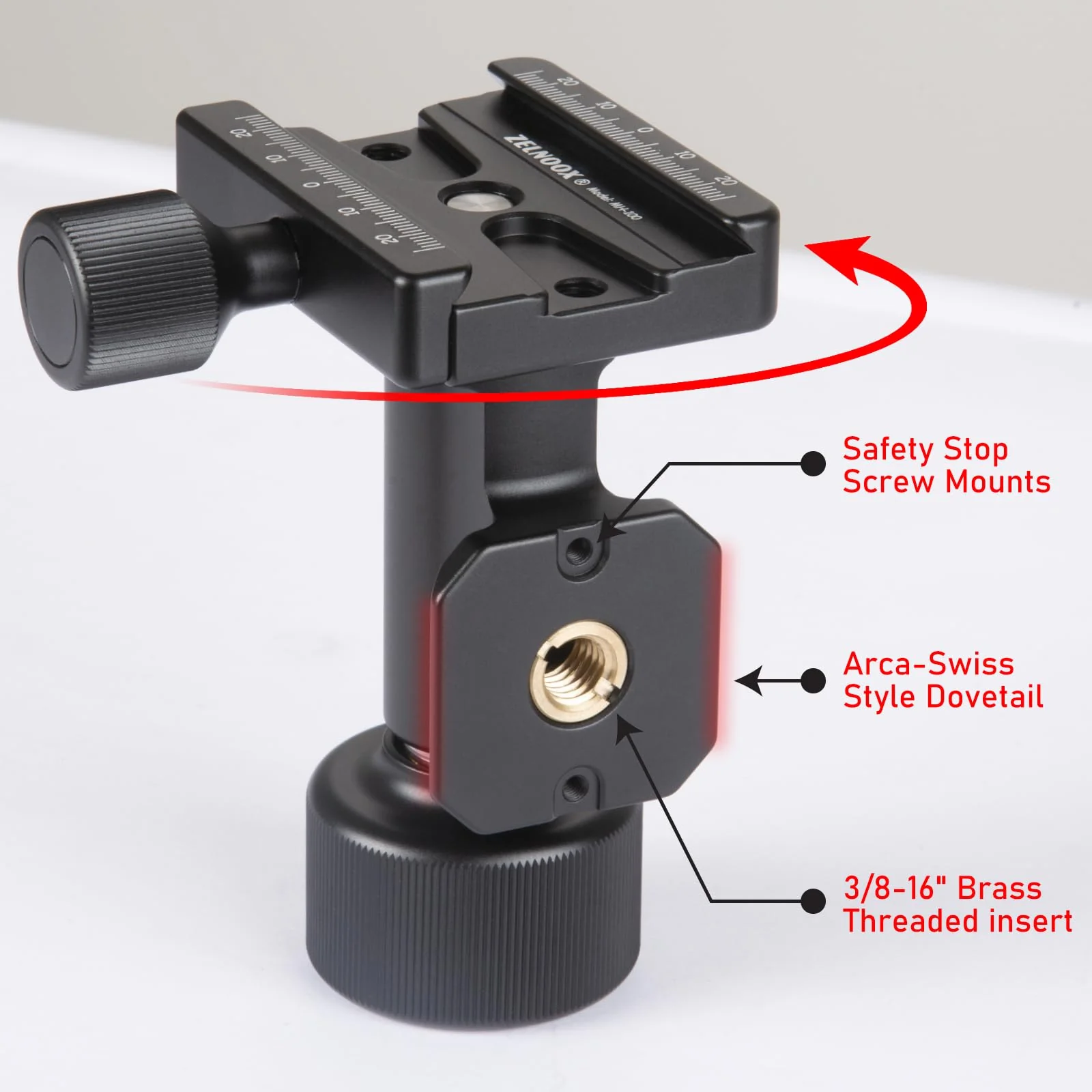 Monopod Gimbal Head,Side Saddle Speed Tilt Gimbal Head with Arca Swiss Dovetail Quick Release Plate for Monopod Camera Medium and Telephoto Lenses, Max Load 100lbs - Image 4