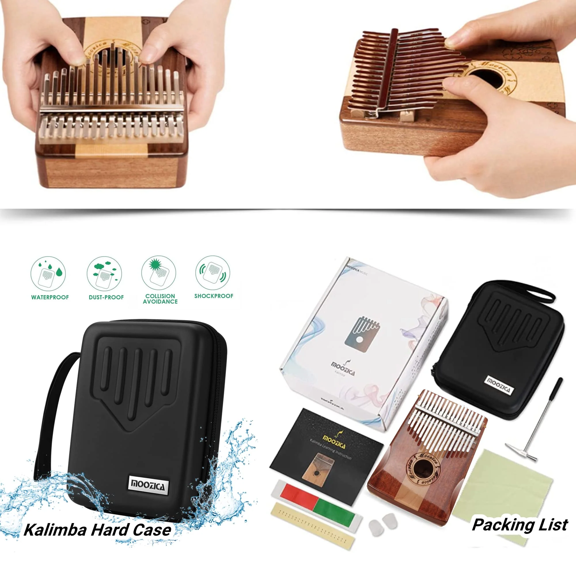 Moozica 17 Keys Kalimba Marimba, Professional Thumb Piano Sanza Mbira Musical Instrument Gift (Koa-K17SD) Koa-K17SD - Image 5