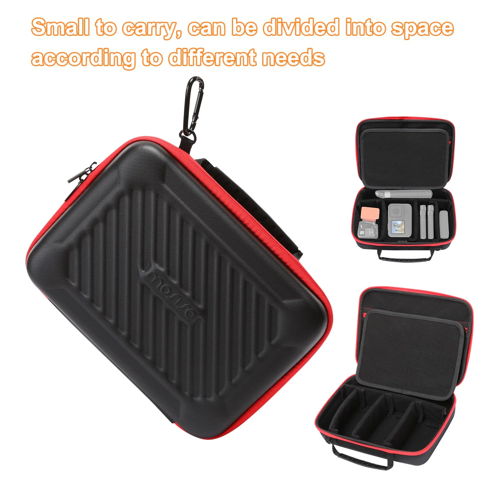 MOSISO Camera Case Compatible with GoPro Hero 12/11/10/9/8/7, Hard Travel Carrying Case Compatible with AKASO EK7000/V50/Brave 4/7 LE/8, EVA Case with Handle & Snap Hook for Action Camera, Black - Image 3