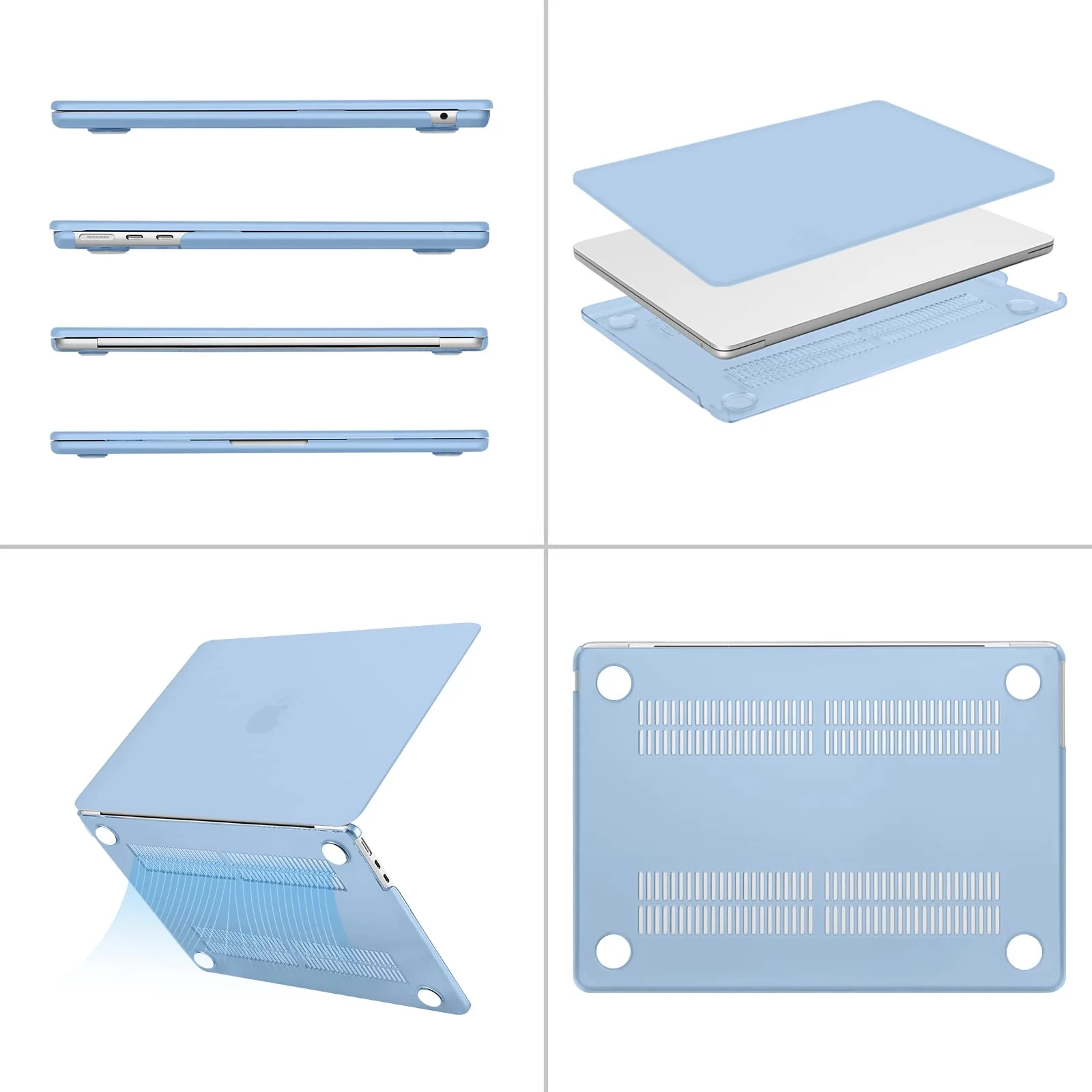 MOSISO Compatible with MacBook Air 13.6 inch Case 2022 2023 2024 Release M3 A3113 M2 A2681 with Touch ID, Plastic Hard Shell Case&Keyboard Cover&Screen Protector&Type C Adapter 2 Pack, Air Blue - Image 5