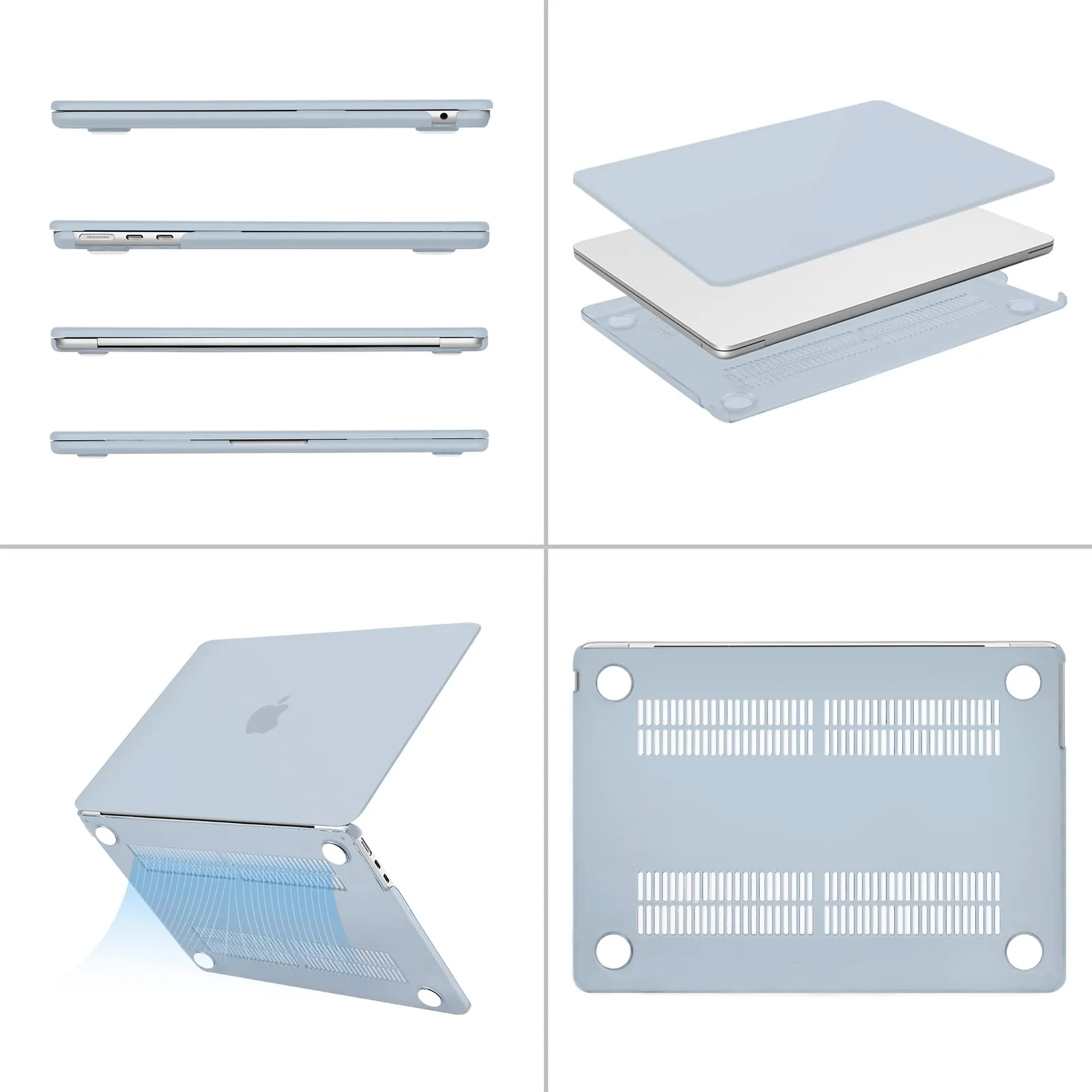 MOSISO Compatible with MacBook Air 13.6 inch Case 2022 2023 2024 Release M3 A3113 M2 A2681 with Touch ID, Plastic Hard Shell Case&Keyboard Cover&Screen Protector&Type C Adapter 2 Pack, Baby Blue - Image 5