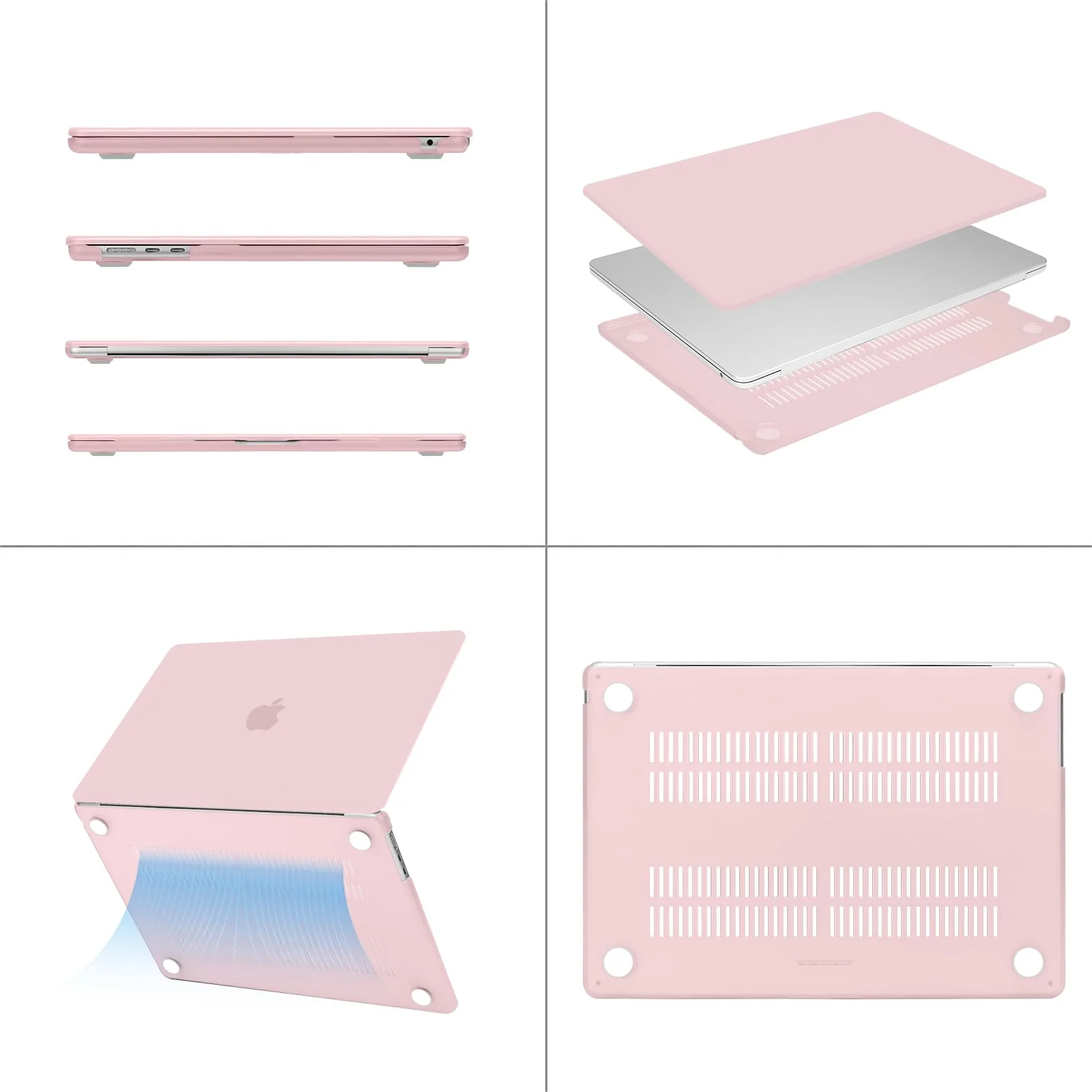 MOSISO Compatible with MacBook Air 13.6 inch Case 2022 2023 2024 Release M3 A3113 M2 A2681 with Touch ID, Plastic Hard Shell Case&Keyboard Cover&Screen Protector&Type C Adapter 2 Pack, Baby Pink - Image 5