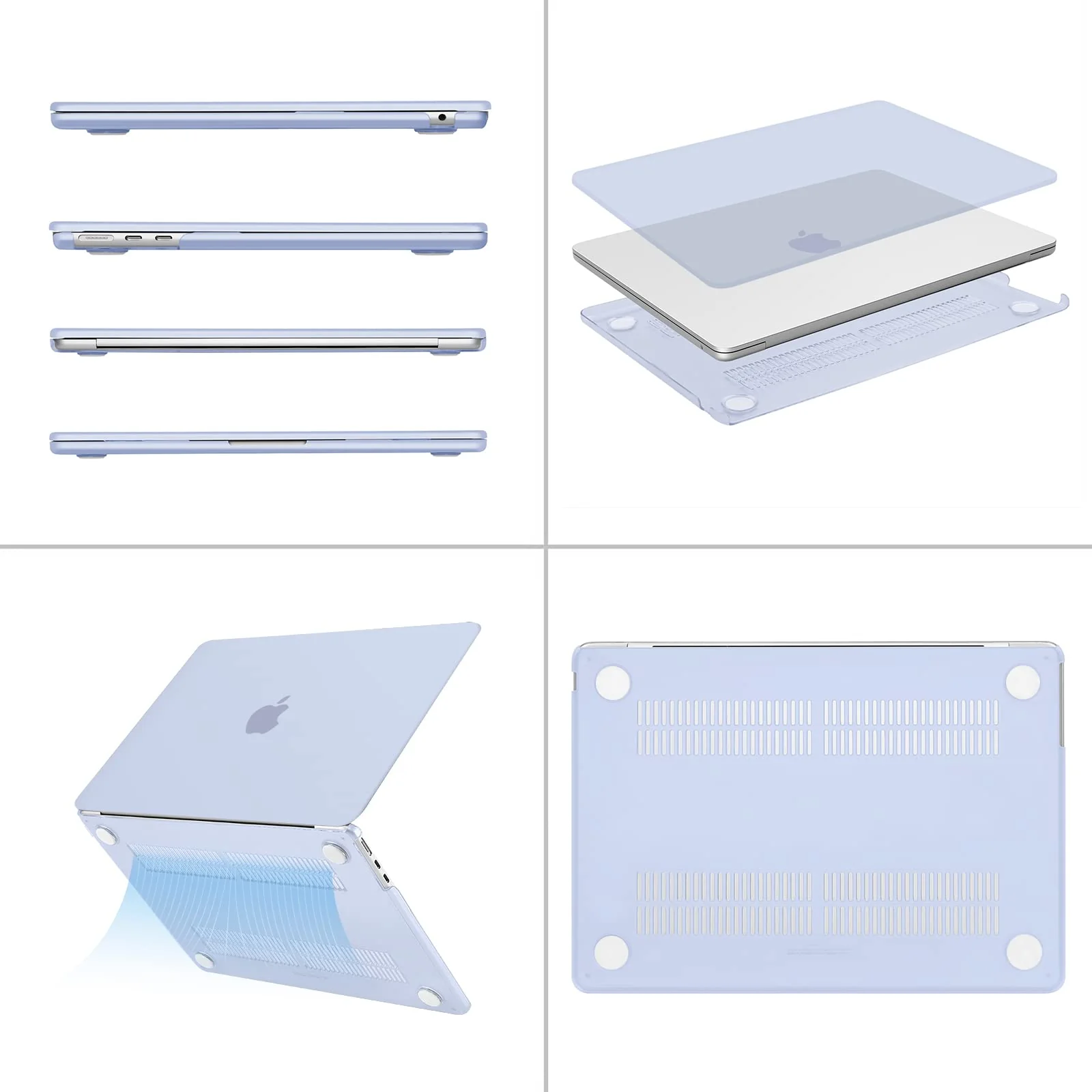 MOSISO Compatible with MacBook Air 13.6 inch Case 2022 2023 2024 Release M3 A3113 M2 A2681 with Touch ID, Plastic Hard Shell Case&Keyboard Cover&Screen Protector&Type C Adapter 2 Pack, Cerulean Blue - Image 5