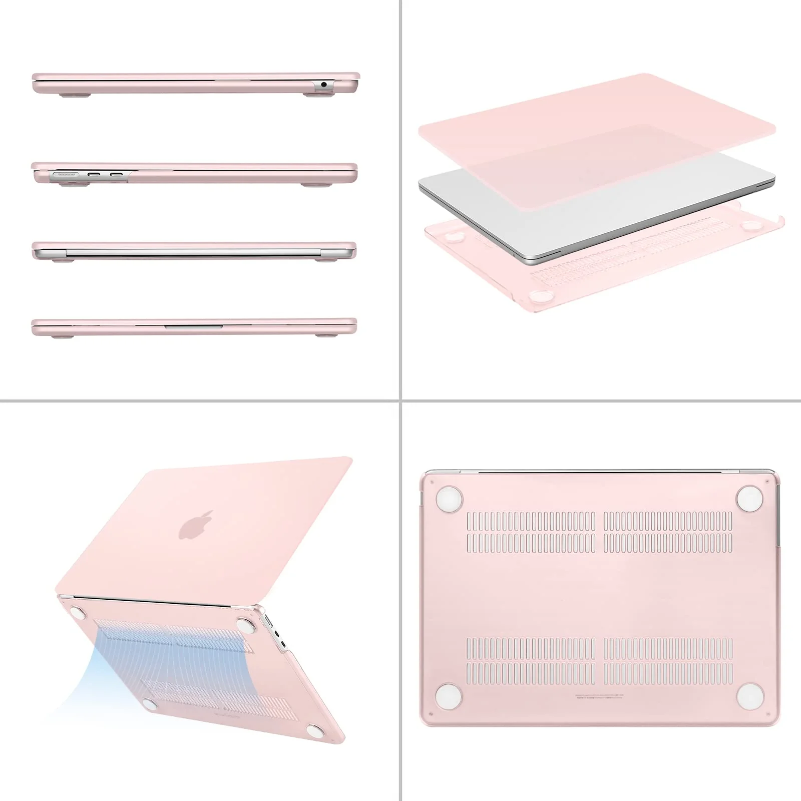 MOSISO Compatible with MacBook Air 13.6 inch Case 2022 2023 2024 Release M3 A3113 M2 A2681 with Touch ID, Plastic Hard Shell Case&Keyboard Cover&Screen Protector&Type C Adapter 2 Pack, Chalk Pink - Image 5