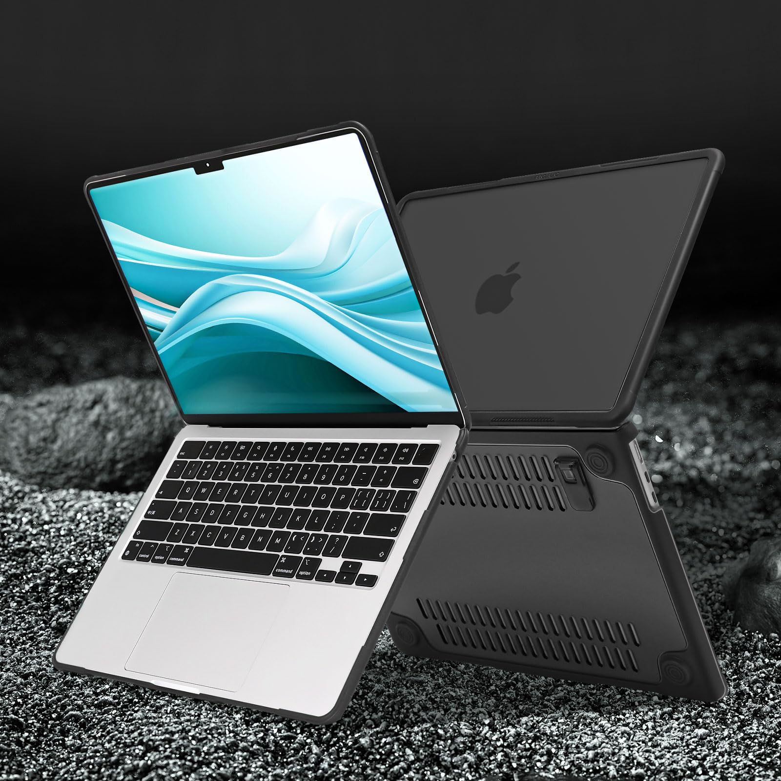 MOSISO Compatible with MacBook Air 13.6 inch Case 2022-2024 M3 A3113 M2 A2681 Touch ID, Heavy Duty Shockproof Plastic Hard Case with Fold Kickstand&Keyboard Cover&Screen Protector&Type C, Black - Image 5