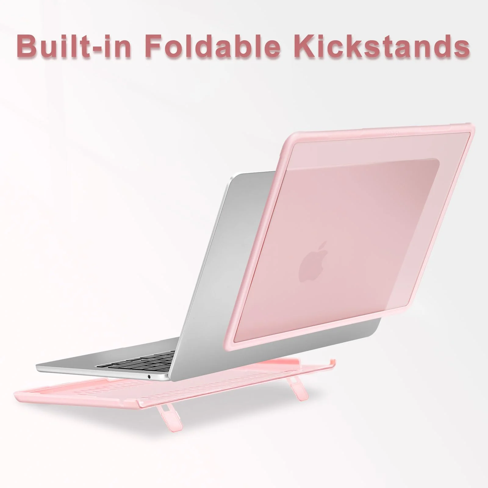 MOSISO Compatible with MacBook Air 13.6 inch Case 2022-2024 M3 A3113 M2 A2681 Touch ID, Heavy Duty Shockproof Plastic Hard Case with Fold Kickstand&Keyboard Cover&Screen Protector&Type C, Pink - Image 4