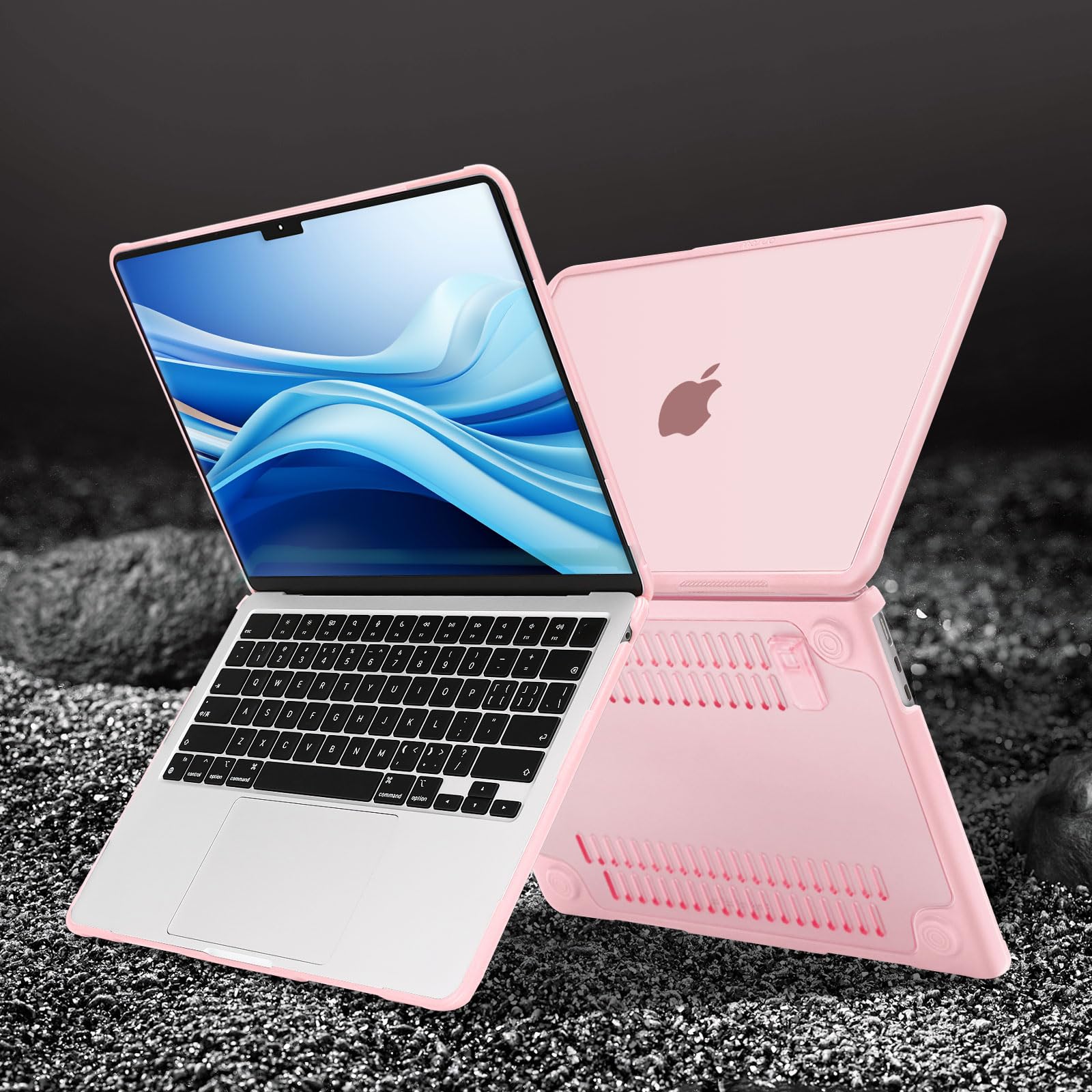 MOSISO Compatible with MacBook Air 13.6 inch Case 2022-2024 M3 A3113 M2 A2681 Touch ID, Heavy Duty Shockproof Plastic Hard Case with Fold Kickstand&Keyboard Cover&Screen Protector&Type C, Pink - Image 5
