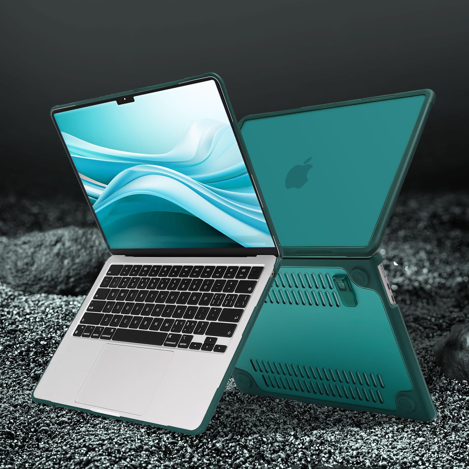 MOSISO Compatible with MacBook Air 13.6 inch Case 2022-2024 M3 A3113 M2 A2681 Touch ID, Heavy Duty Shockproof Plastic Hard Case with Fold Kickstand&Keyboard Cover&Screen Protector&Type C, Teal Green - Image 5