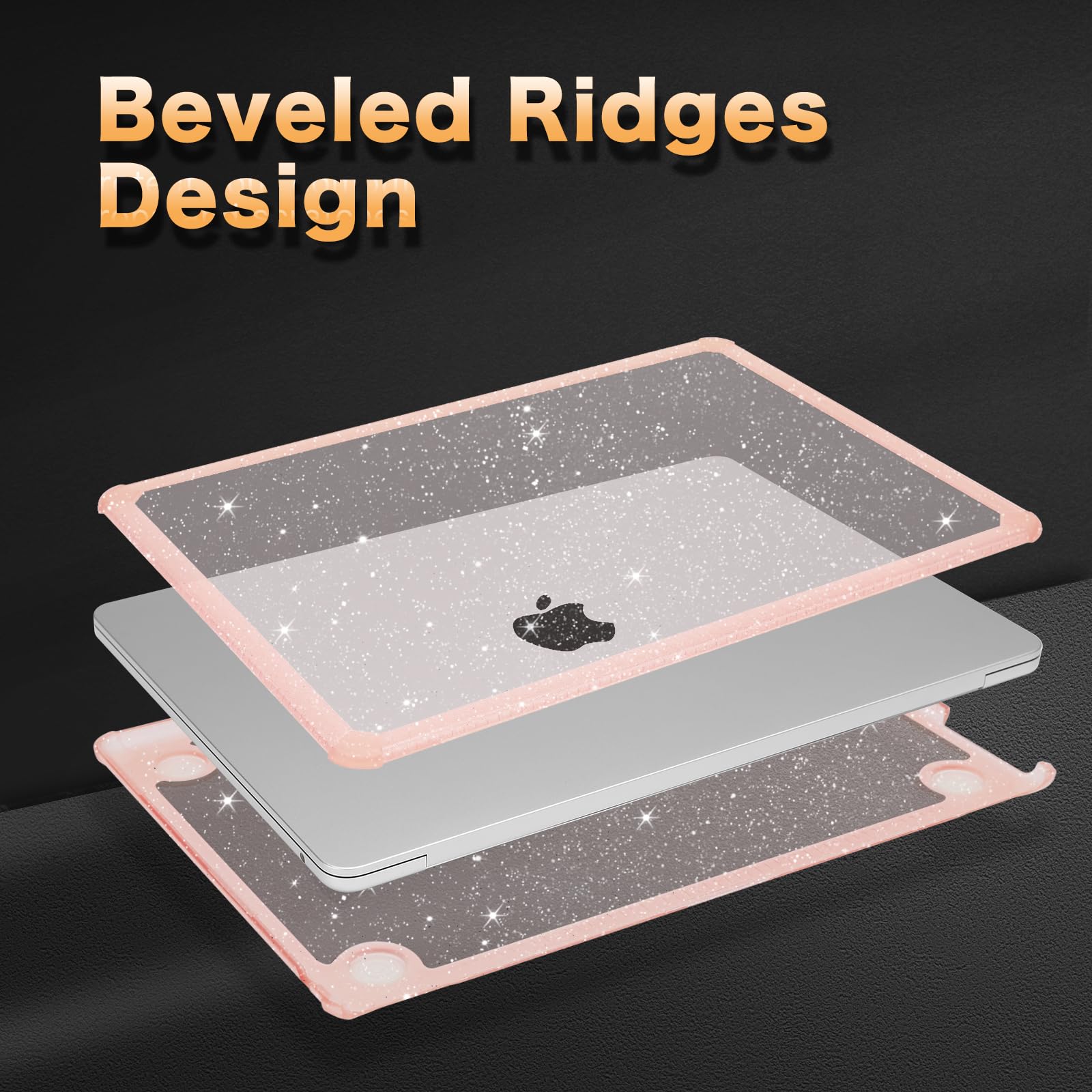 MOSISO Compatible with MacBook Air 13 inch Case 2024 2023 2022 M3 A3113 M2 A2681, Anti-Cracking Heavy Duty Glitter Hard Case with TPU Bumper&Keyboard Skin&Screen Film for MacBook Air 13.6, Pink - Image 6