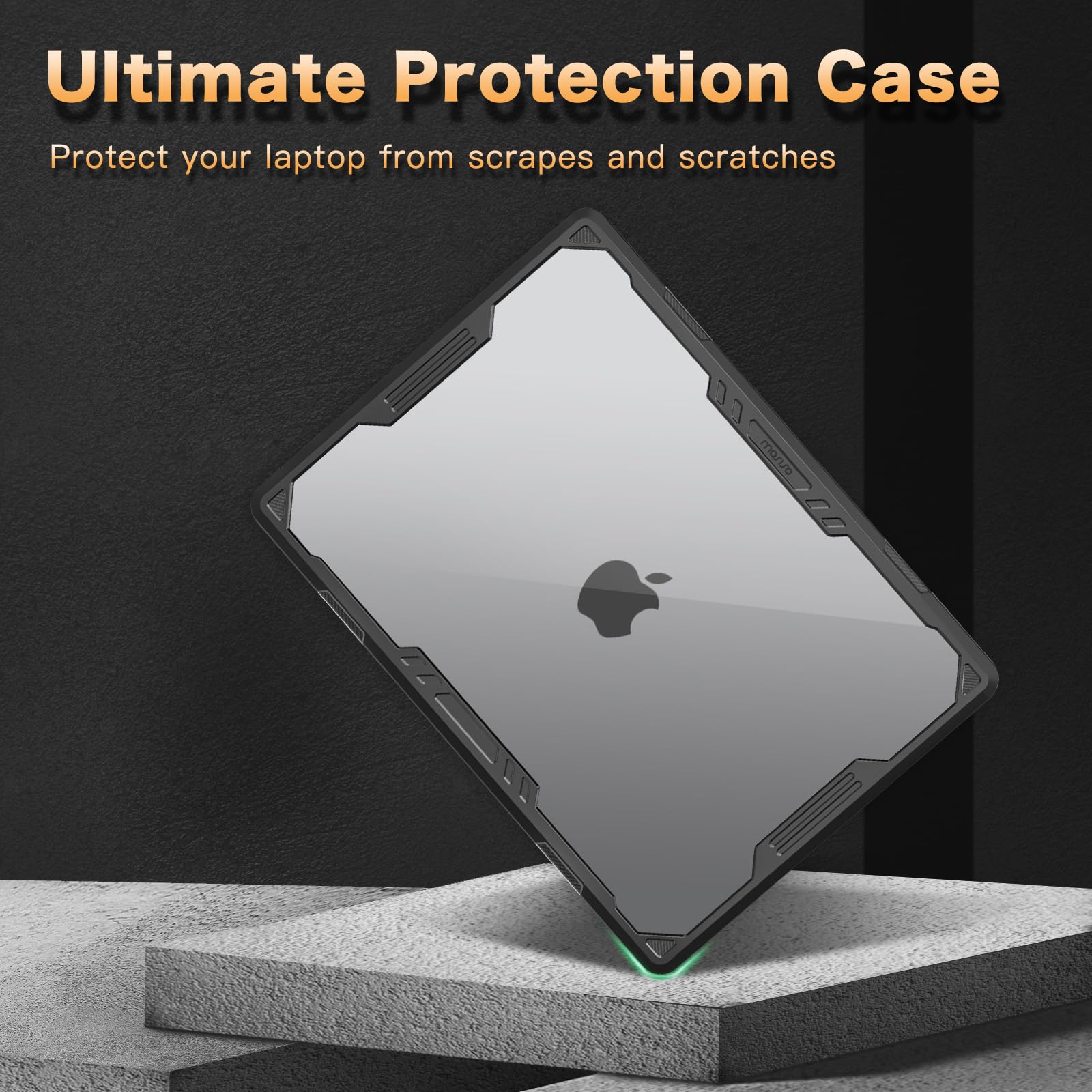 MOSISO Compatible with MacBook Air 13 inch Case 2024 2023 2022 M3 A3113 M2 A2681, Symmetric Geometric Heavy Duty Plastic Hard Case with TPU Bumper&Keyboard Skin&Type C for MacBook Air 13.6, Black - Image 3