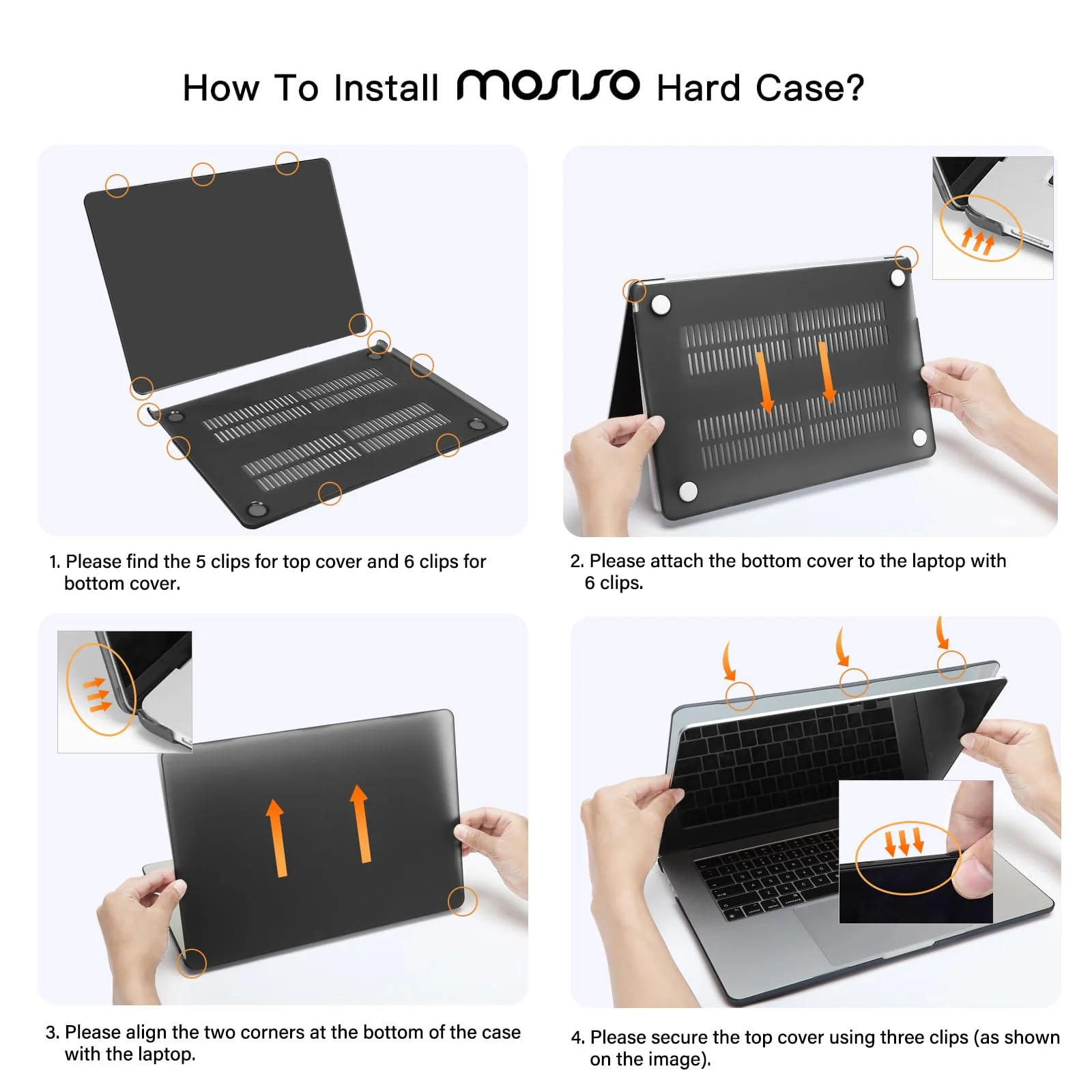 MOSISO Compatible with MacBook Air 15 inch Case 2024 2023 Release M3 A3114 M2 A2941 with Touch ID, Plastic Hard Shell&Carrying Sleeve Bag&Keyboard Cover&Webcam Cover&Screen Protector, Black - Image 3