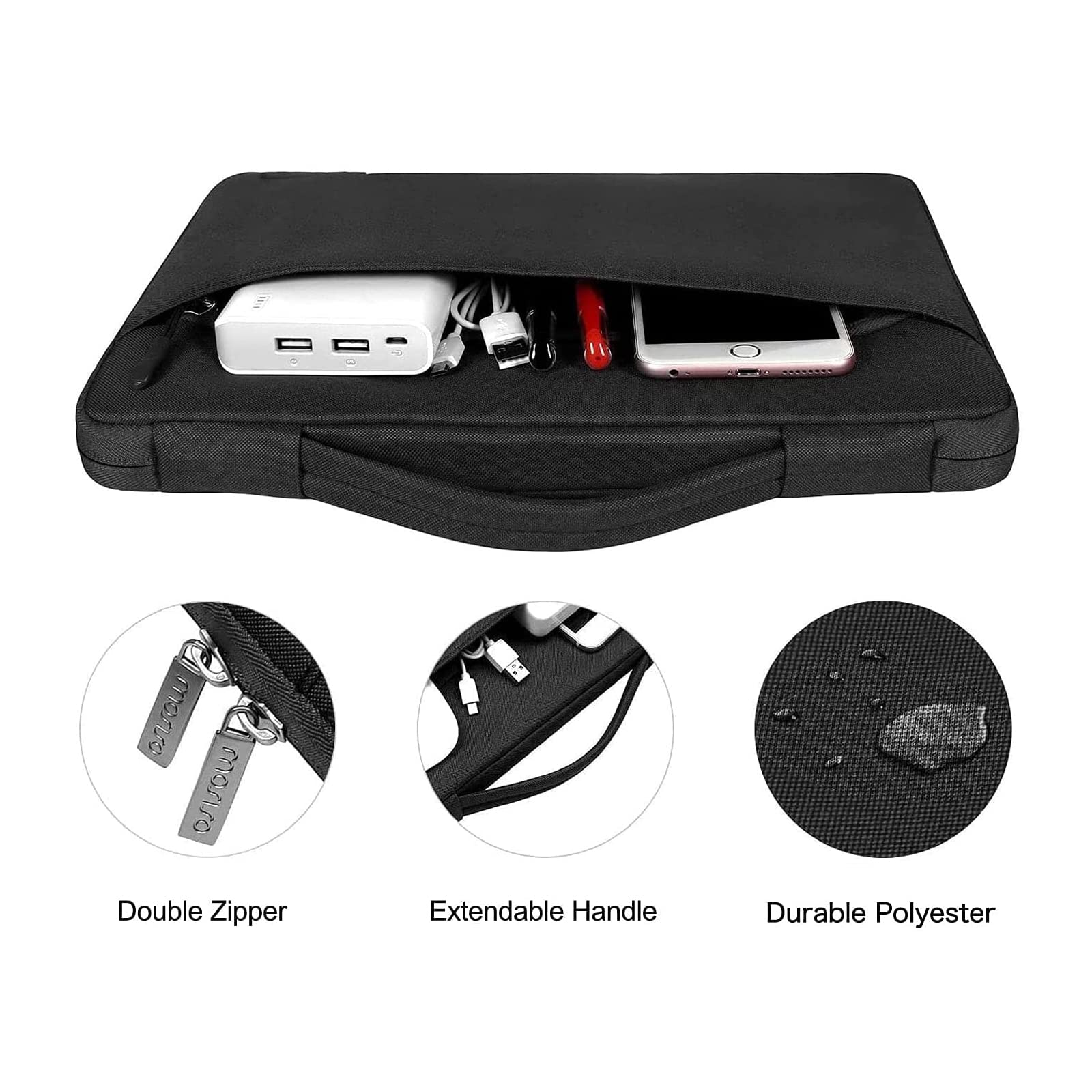 MOSISO Compatible with MacBook Air 15 inch Case 2024 2023 Release M3 A3114 M2 A2941 with Touch ID, Plastic Hard Shell&Carrying Sleeve Bag&Keyboard Cover&Webcam Cover&Screen Protector, Black - Image 6