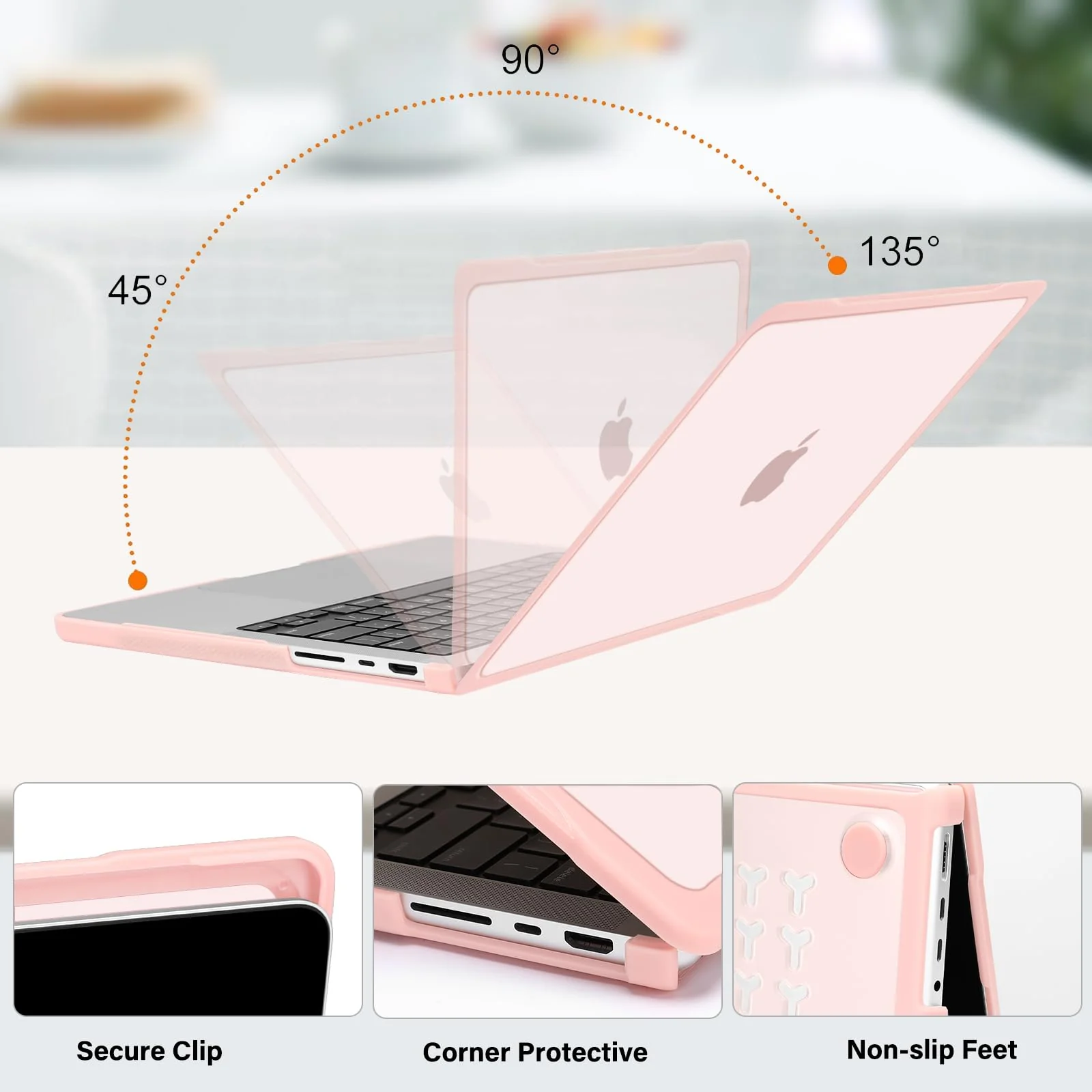 MOSISO Compatible with MacBook Pro 14 inch Case 2024-2021 Release M3 A2918 A2992 M2 A2779 M1 A2442, Soft TPU Bumper Plastic Anti-scratch Hard Shell&Keyboard Skin&Screen Protector&Pouch, Pink - Image 4