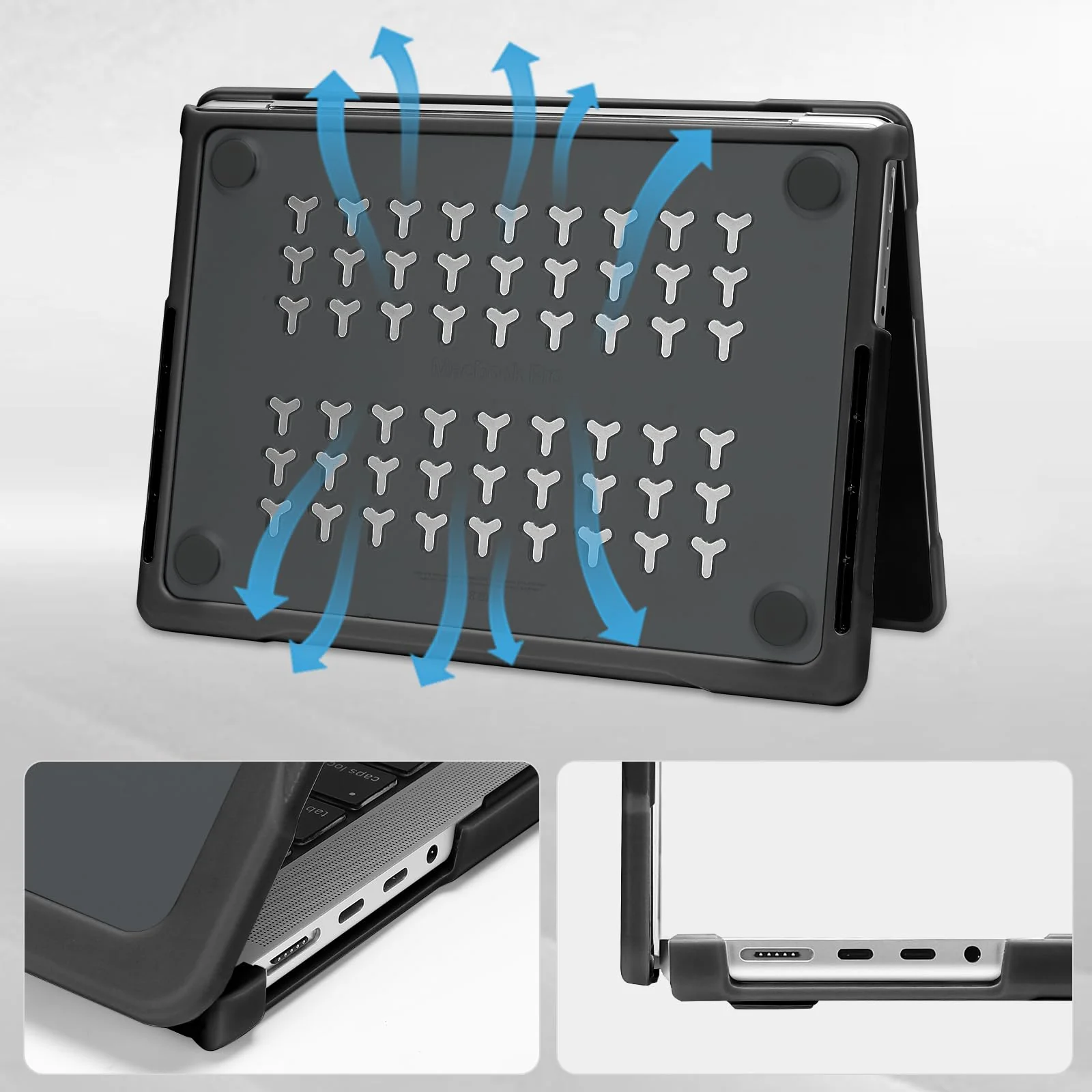 MOSISO Compatible with MacBook Pro 14 inch Case 2024 2023 2022 2021 Release M3 A2918 A2992 M2 A2779 M1 A2442, Soft TPU Bumper Plastic Anti-scratch Hard Case&Keyboard Cover&Screen Protector, Black - Image 5