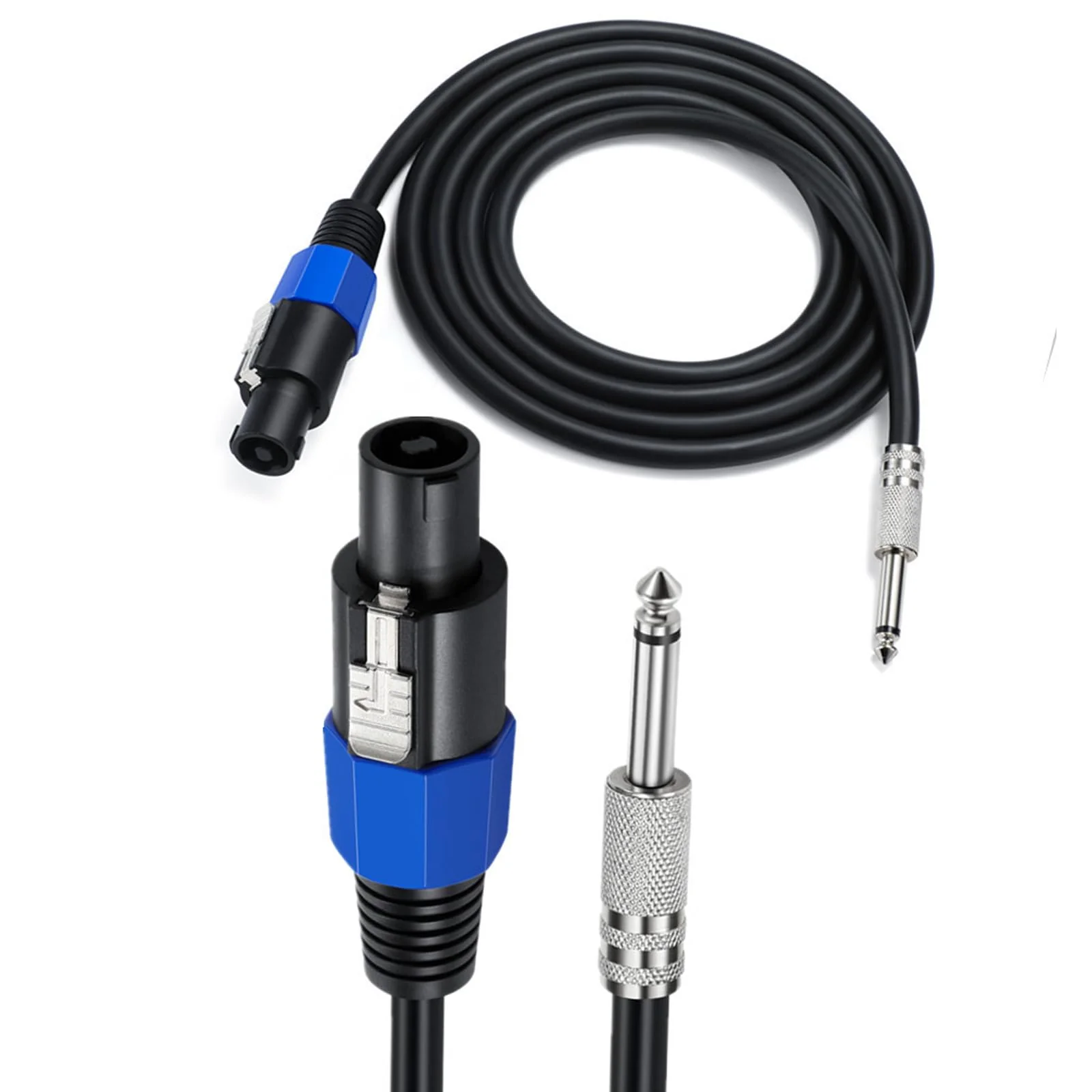 MOTONG 12AWG Speakon to 6.35mm 1/4 inch Speaker Cable 6FT, Professional Heavy Duty Copper Speakon to 6.35 TS Speaker Male to Male Audio DJ Cable Cord with Twist Lock