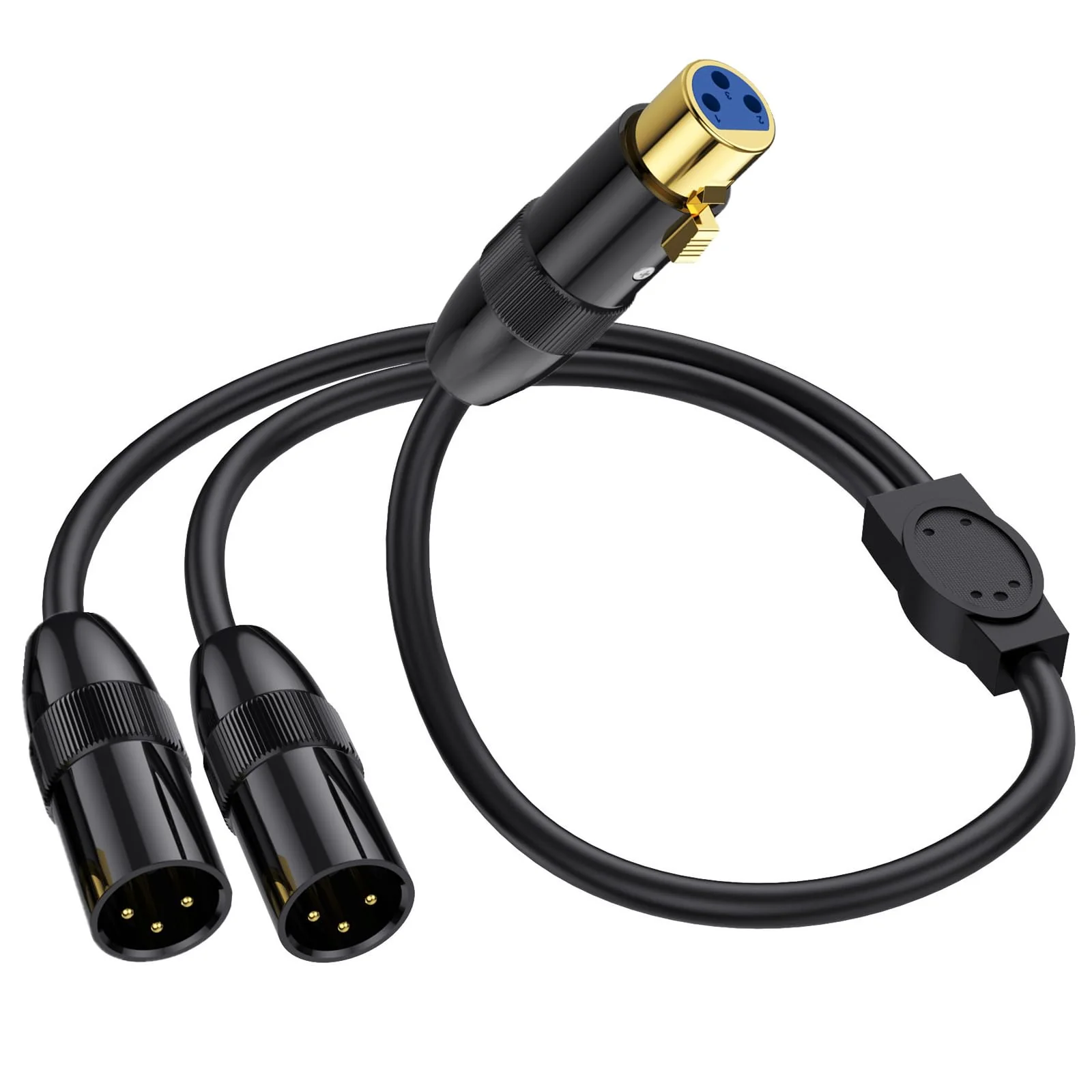 MOTONG XLR Y Splitter Cable, 1 XLR Female to 2 XLR Male XLR Cable Balanced Microphone Splitter Cord Audio Micphone Cable Adapter 0.5M/1.6FT(Female to Dual Male
