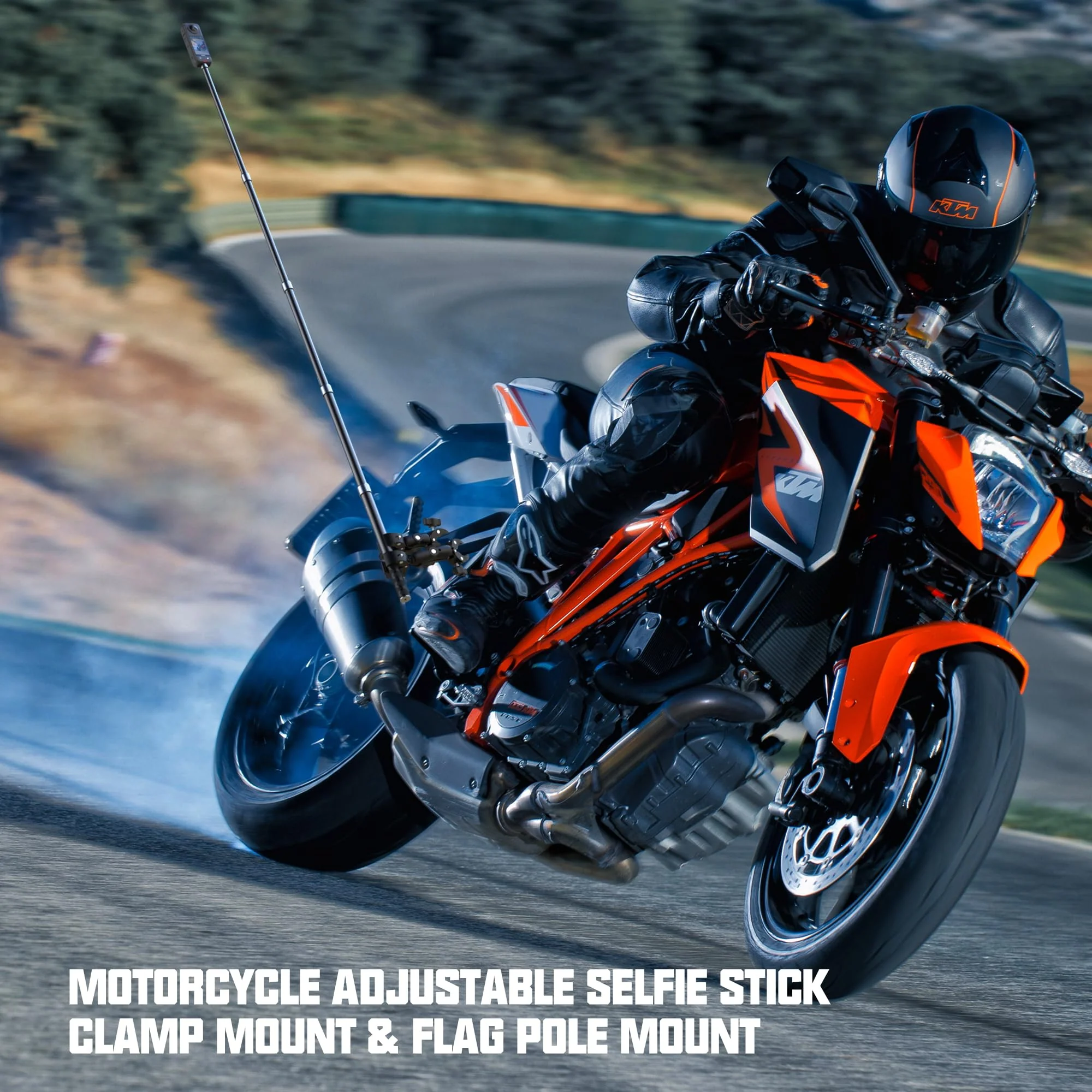 Motorcycle Bike Handlebar Double clamp Mount with 59" Invisible Selfie for insta360 X4/X3/X2/XONE/GO2/3(locking anti-fall version) - Image 2