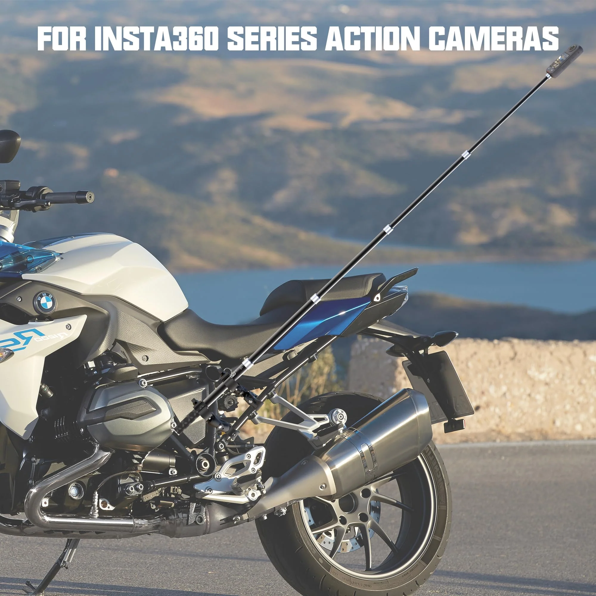 Motorcycle Bike Handlebar Double clamp Mount with 59" Invisible Selfie for insta360 X4/X3/X2/XONE/GO2/3(locking anti-fall version) - Image 5