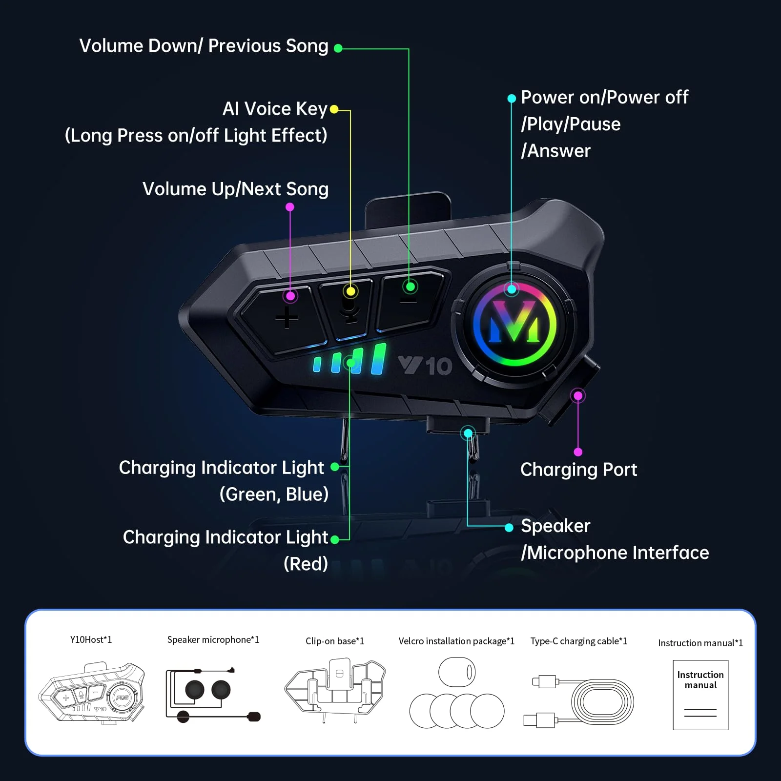 Motorcycle Bluetooth Headset Speaker Skiing Earphone Waterproof Bluetooth Helmet Headset with Noise Cancellation Ultra-Thin Wireless Bluetooth Headphones for All Helmets - Image 7