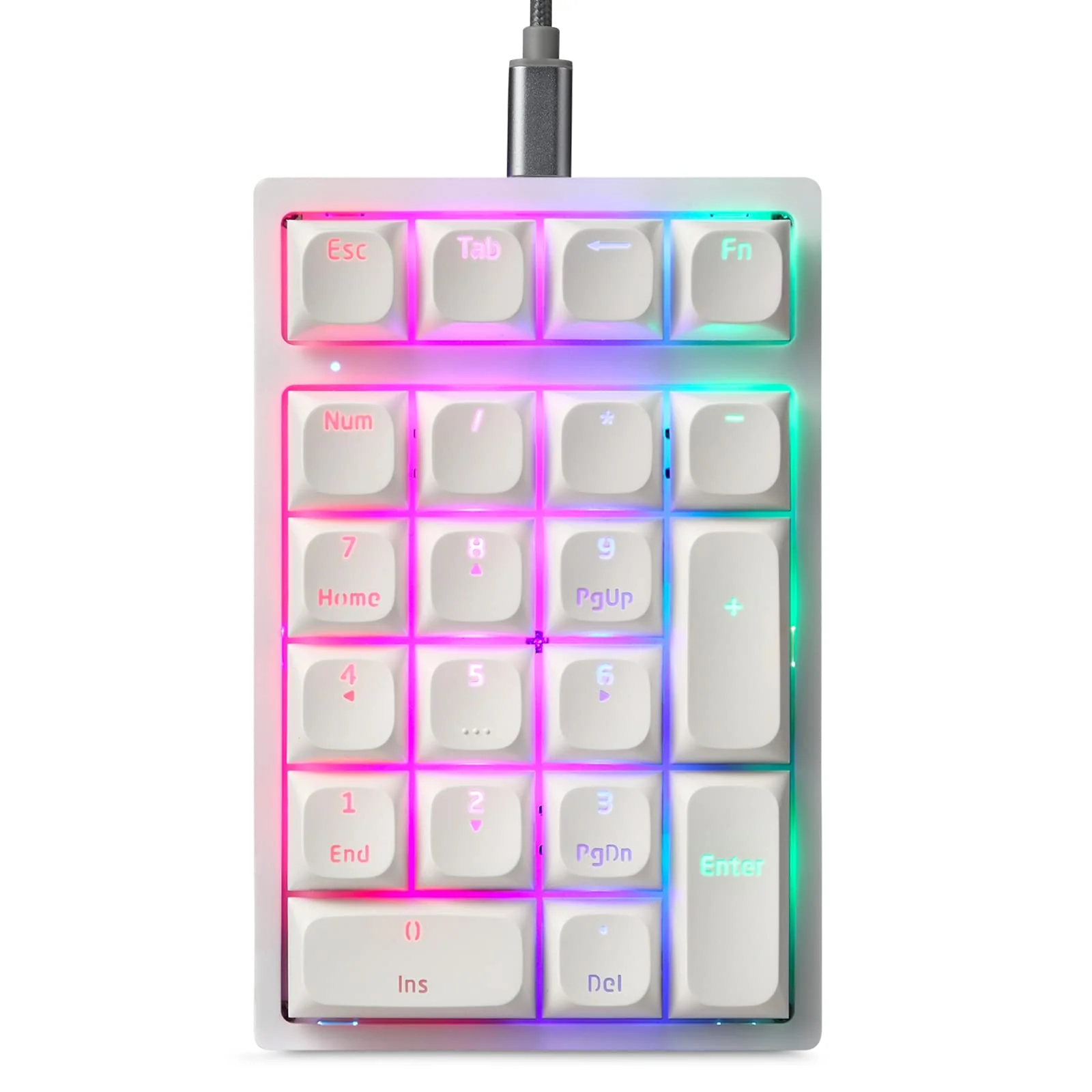 MOTOSPEED Mechanical Numeric Keypad Hot-Swap GATERON Switch Wired Gaming Keypad RGB Backlit PBT Keycap 21 Keys Mini Numpad Portable Keypad Extended Layout(Gateron Red) classic White red switch