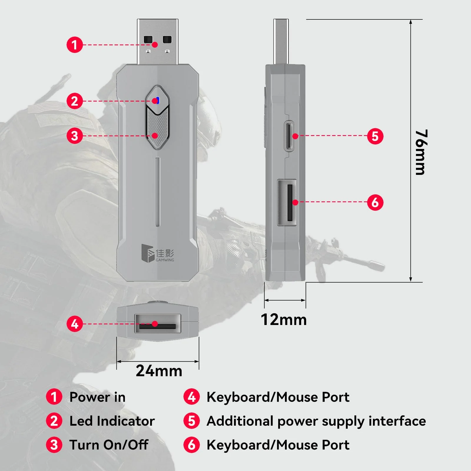 Mouse and Gaming Keyboard Adapter for Android Phone/Tablet, Adapter Support Key Mapping, Recoil Control, Mouse sensitivity, Perfect for PU-BG, AP-EX, COD, DES-TINY2 Games - Image 6