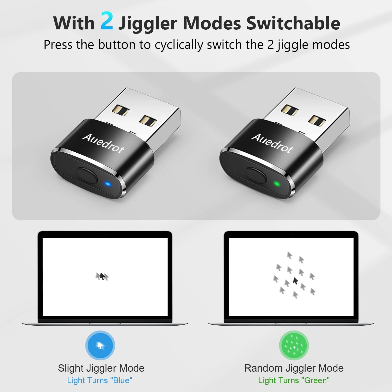 Mouse Jiggler Undetectable Metal USB Mouse Mover with Switch Button, Automatic Mouse Shaker with 2 Jiggle Modes, Mouse Simulator, Driver-Free, Plug & Play, Keep Computer/Laptop Awake, Black 1 PCS - Image 2