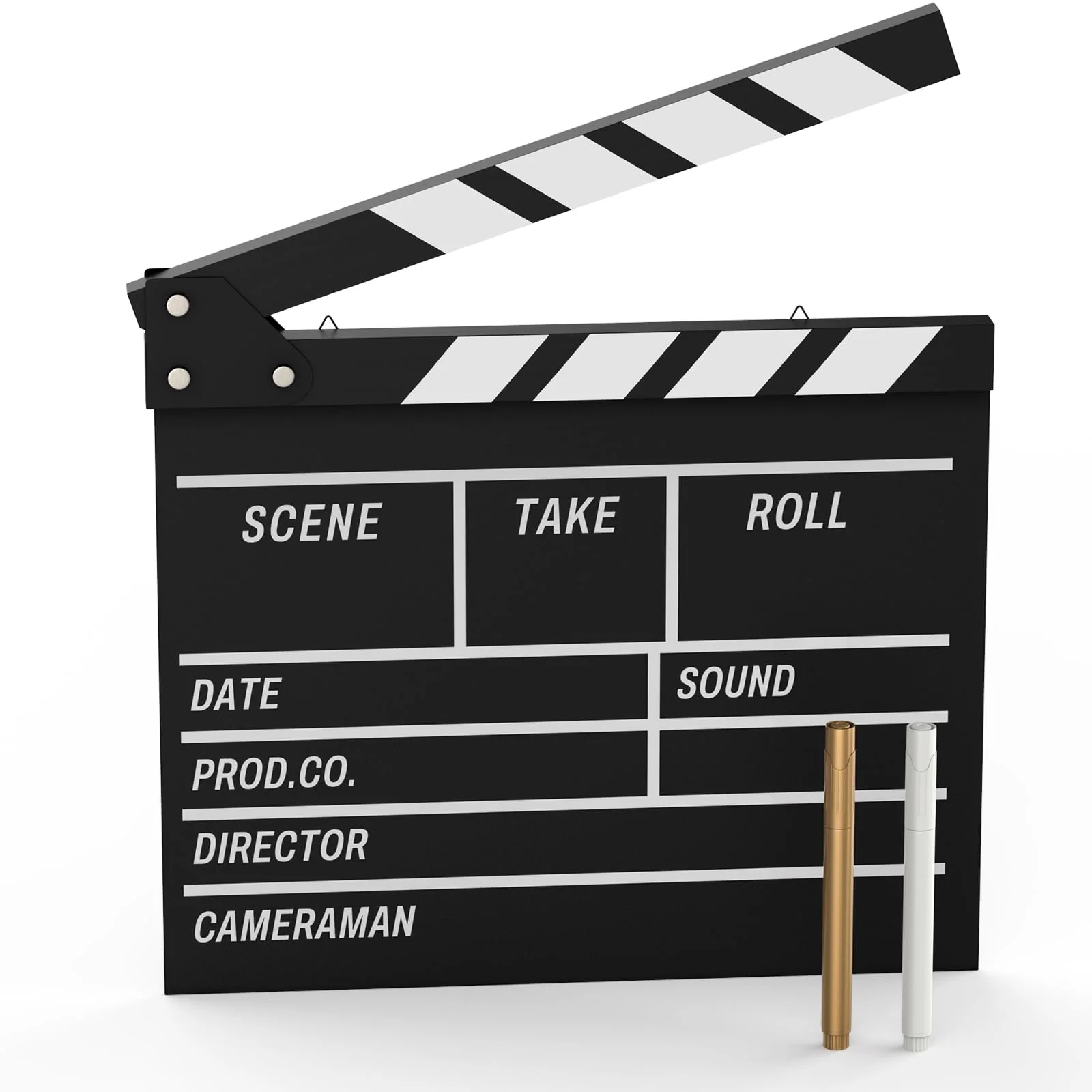 Movie Film Clapboard Hollywood Wooden-Clapper Board Directors Photography Studio Video TV Clapper Board with Erasable Pen Movie Theater Props Decor,Black Clap Board 10.5 X 11.7 inches (Black) Black