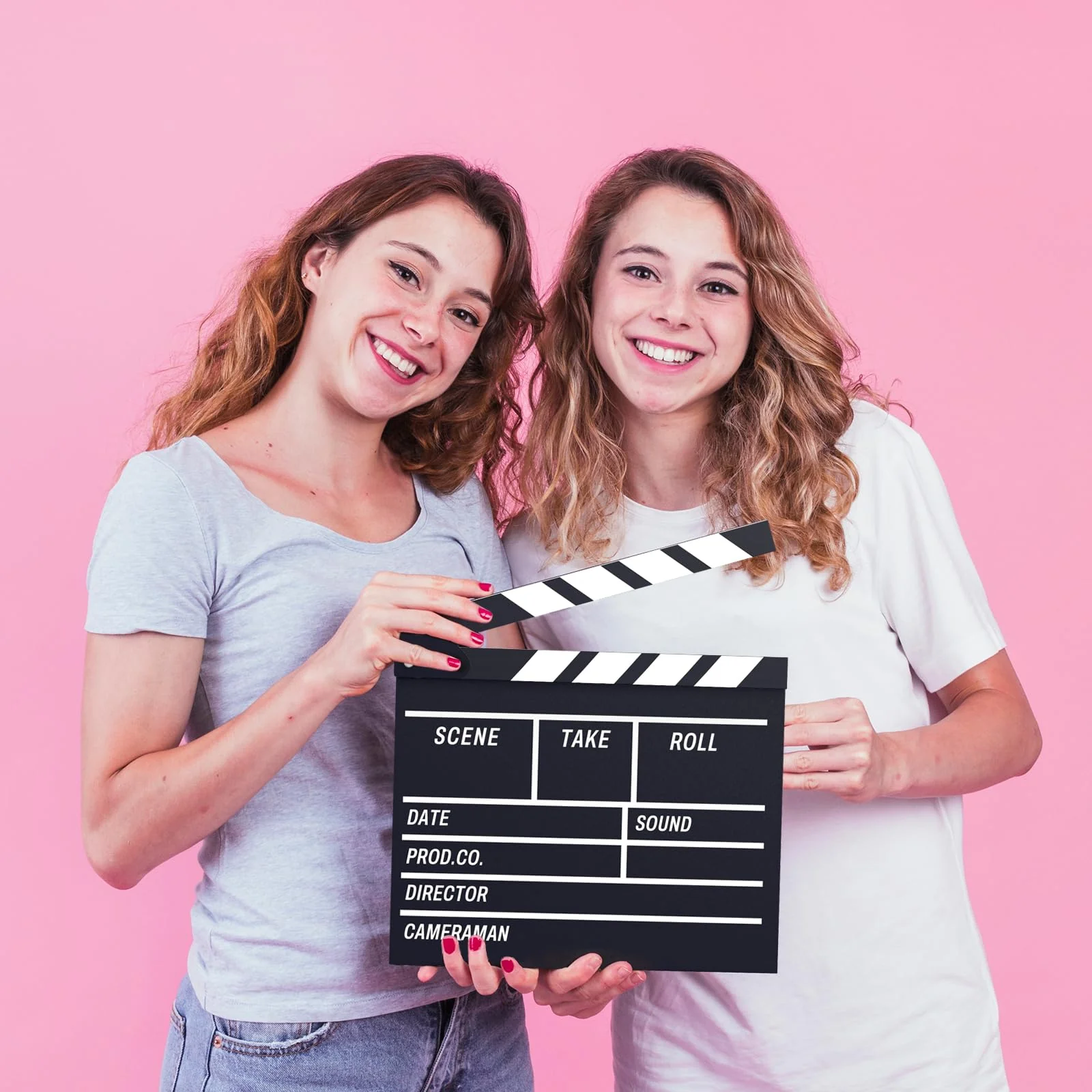 Movie Film Clapboard Hollywood Wooden-Clapper Board Directors Photography Studio Video TV Clapper Board with Erasable Pen Movie Theater Props Decor,Black Clap Board 10.5 X 11.7 inches (Black) Black - Image 2