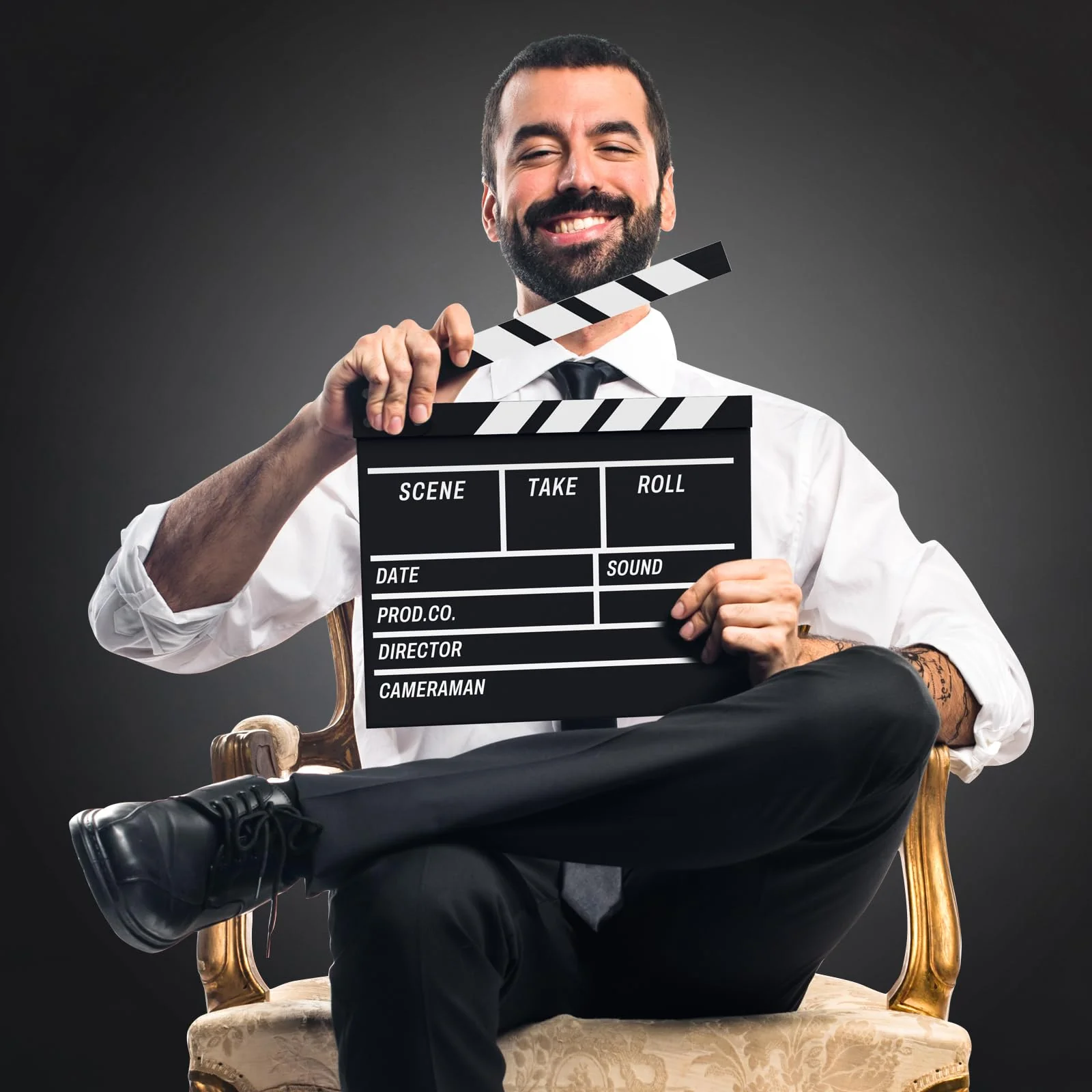 Movie Film Clapboard Hollywood Wooden-Clapper Board Directors Photography Studio Video TV Clapper Board with Erasable Pen Movie Theater Props Decor,Black Clap Board 10.5 X 11.7 inches (Black) Black - Image 4