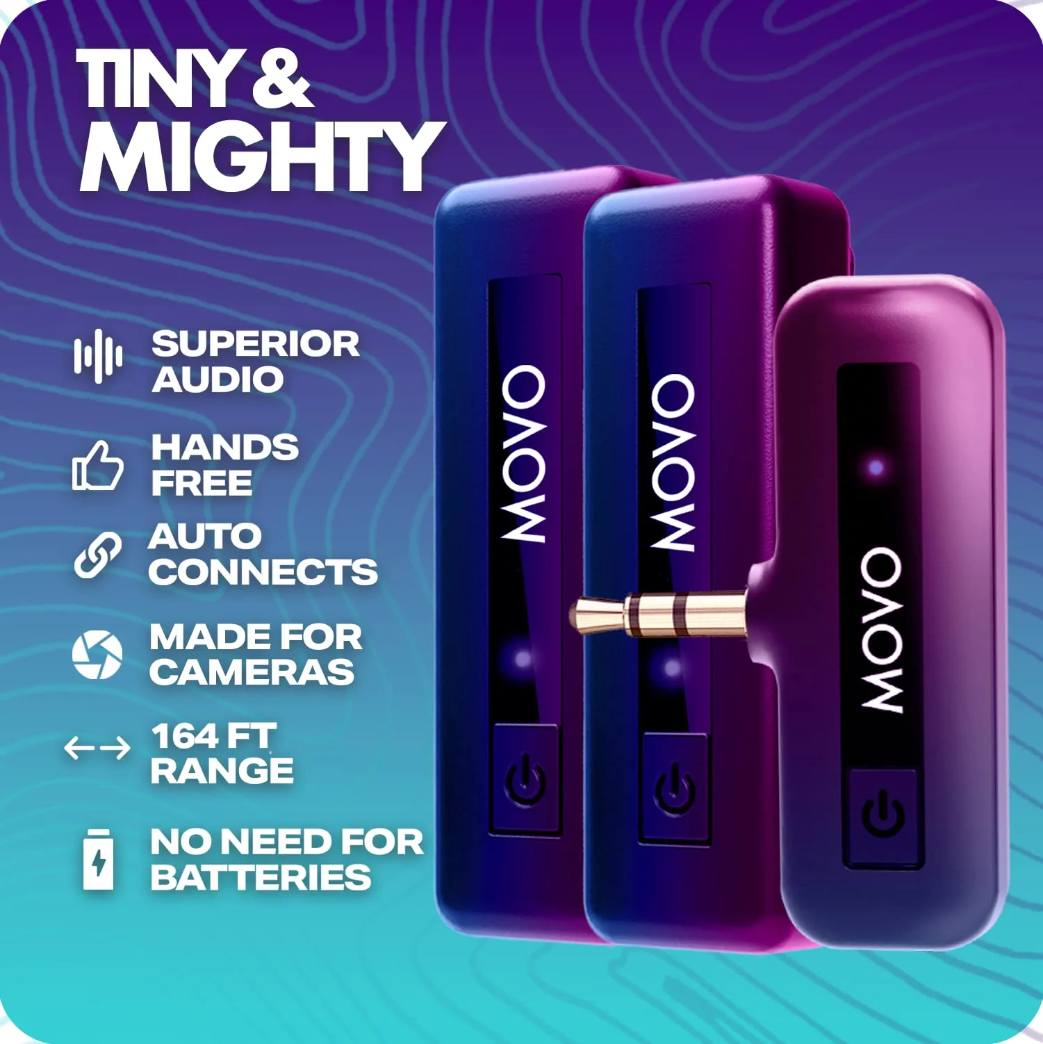 Movo Mini-Duo Wireless Microphones for Cameras, Wireless Camera Mini Mic - 3.5mm Lapel Microhone for Sony, Canon, and Nikon DSLR - 2.4Ghz Transmitter 2 Transmitters - Image 3