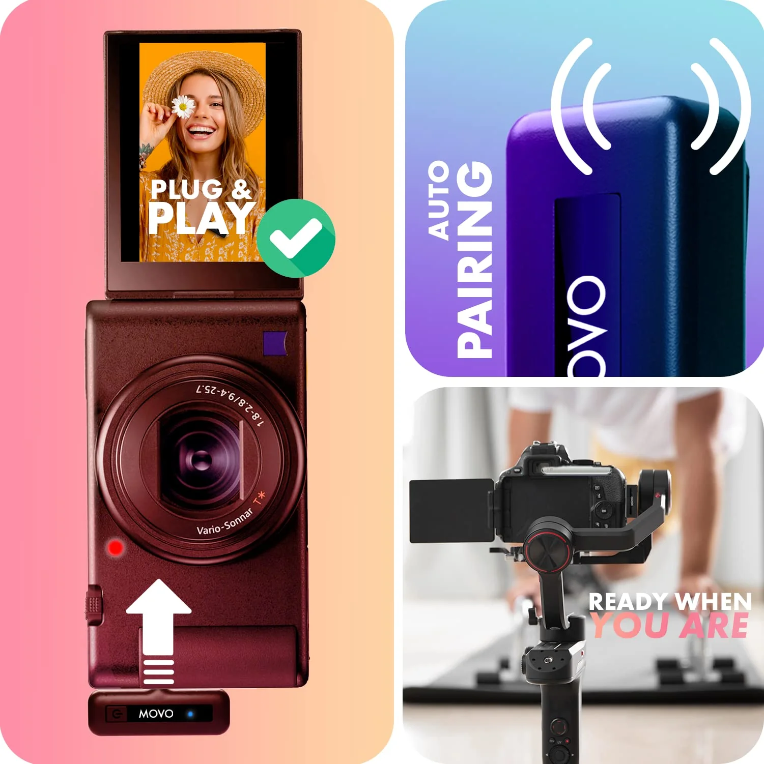 Movo Mini-Duo Wireless Microphones for Cameras, Wireless Camera Mini Mic - 3.5mm Lapel Microhone for Sony, Canon, and Nikon DSLR - 2.4Ghz Transmitter 2 Transmitters - Image 5