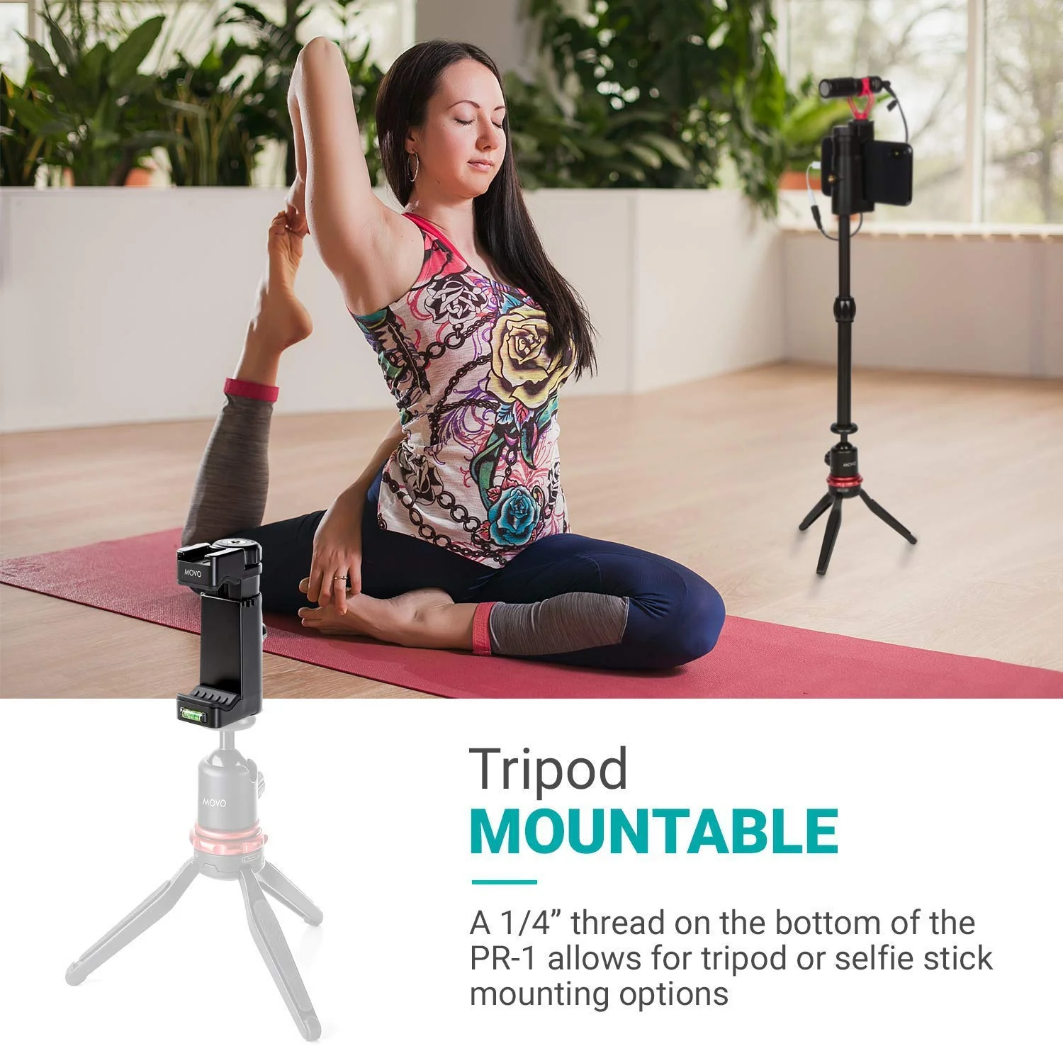 Movo PR-1 Smartphone Grip Handle Rig with Wrist Strap, Tripod Mount and Cold Shoe Mount for Lights and Microphones - for iPhone, Samsung, HTC, LG, Google, Android - Image 6